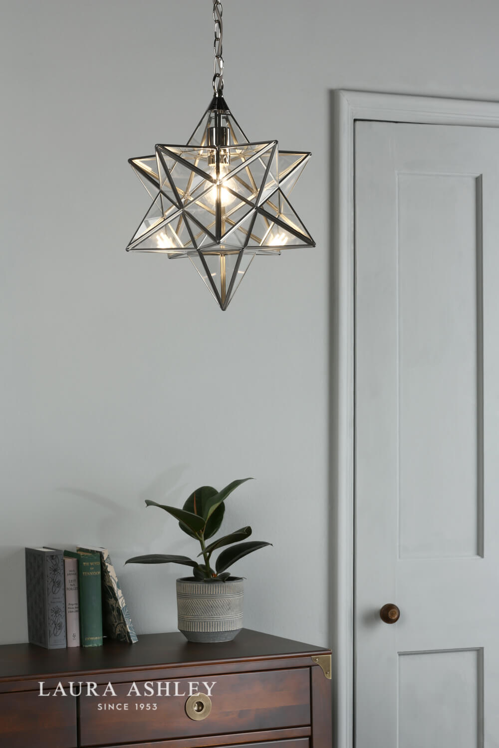 Laura Ashley Large Star Pendant Silver Glass 