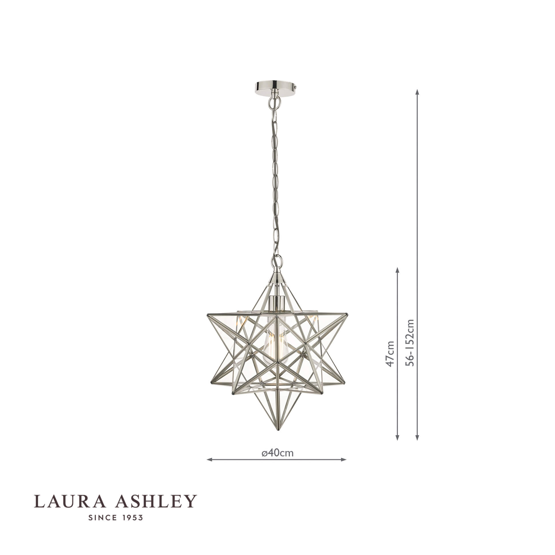 Laura Ashley Large Star Pendant Silver Glass 