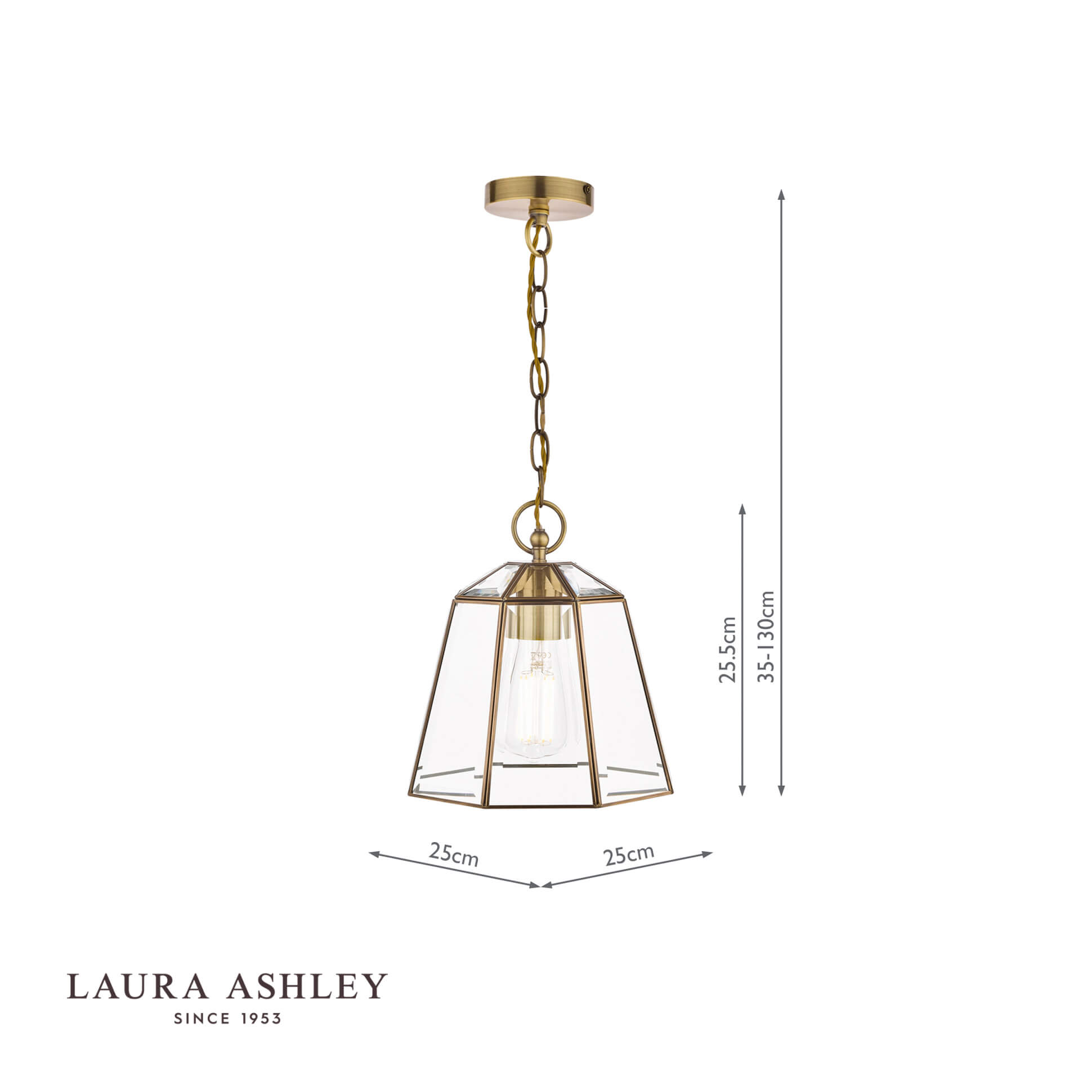 Laura Ashley Clayton Pendant Antique Brass Glass 