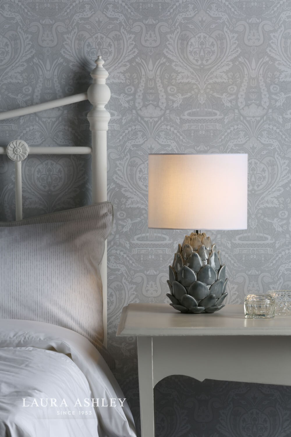 Laura Ashley Gresford Table Lamp Blue Ceramic With Shade