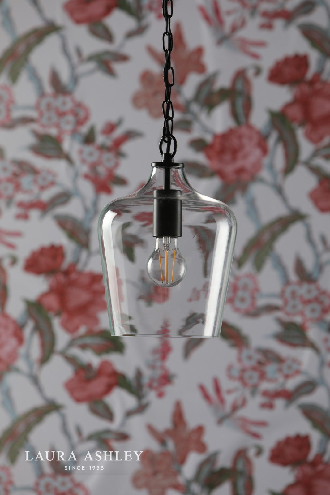 Laura Ashley Ockley Bottle Pendant Glass & Matt Black 