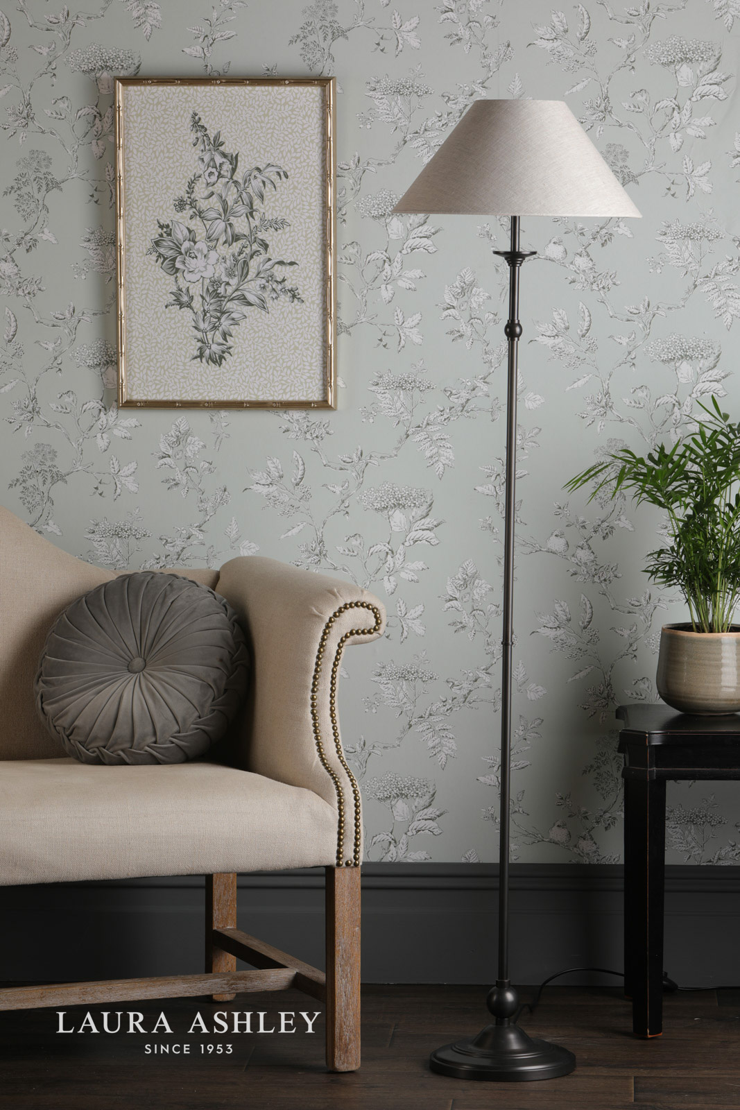 Laura Ashley Ludchurch Floor Lamp Industrial Black With Shade