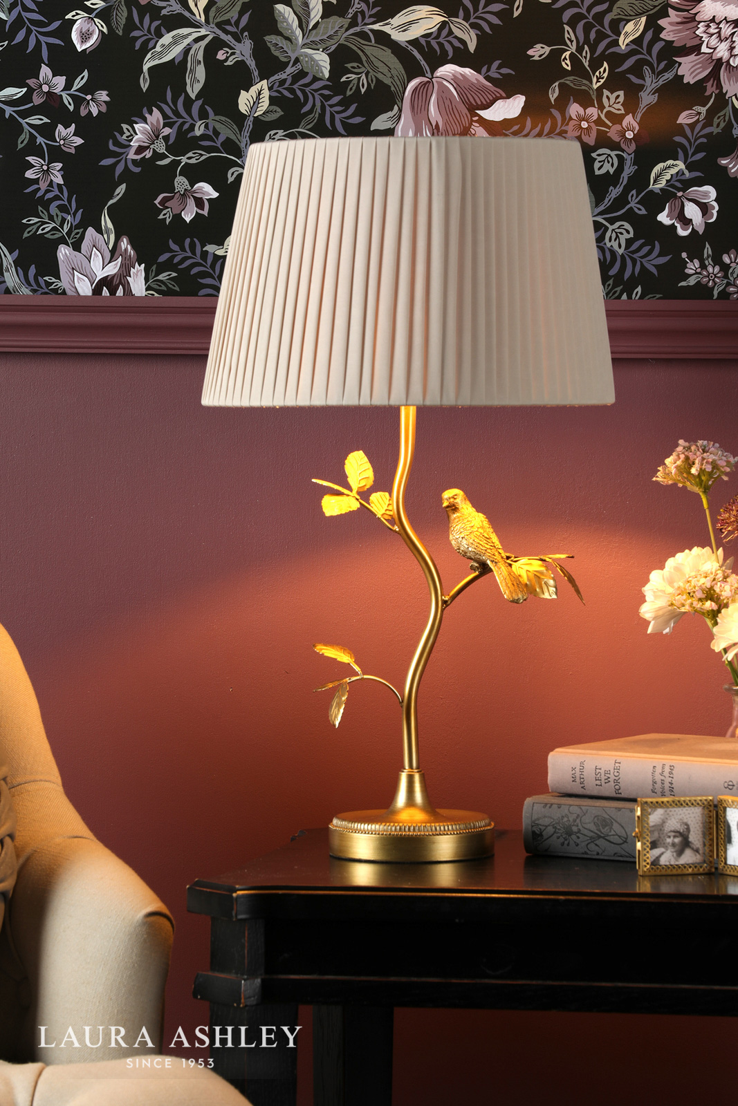 Laura Ashley Egelton Table Lamp Aged Brass With Shade