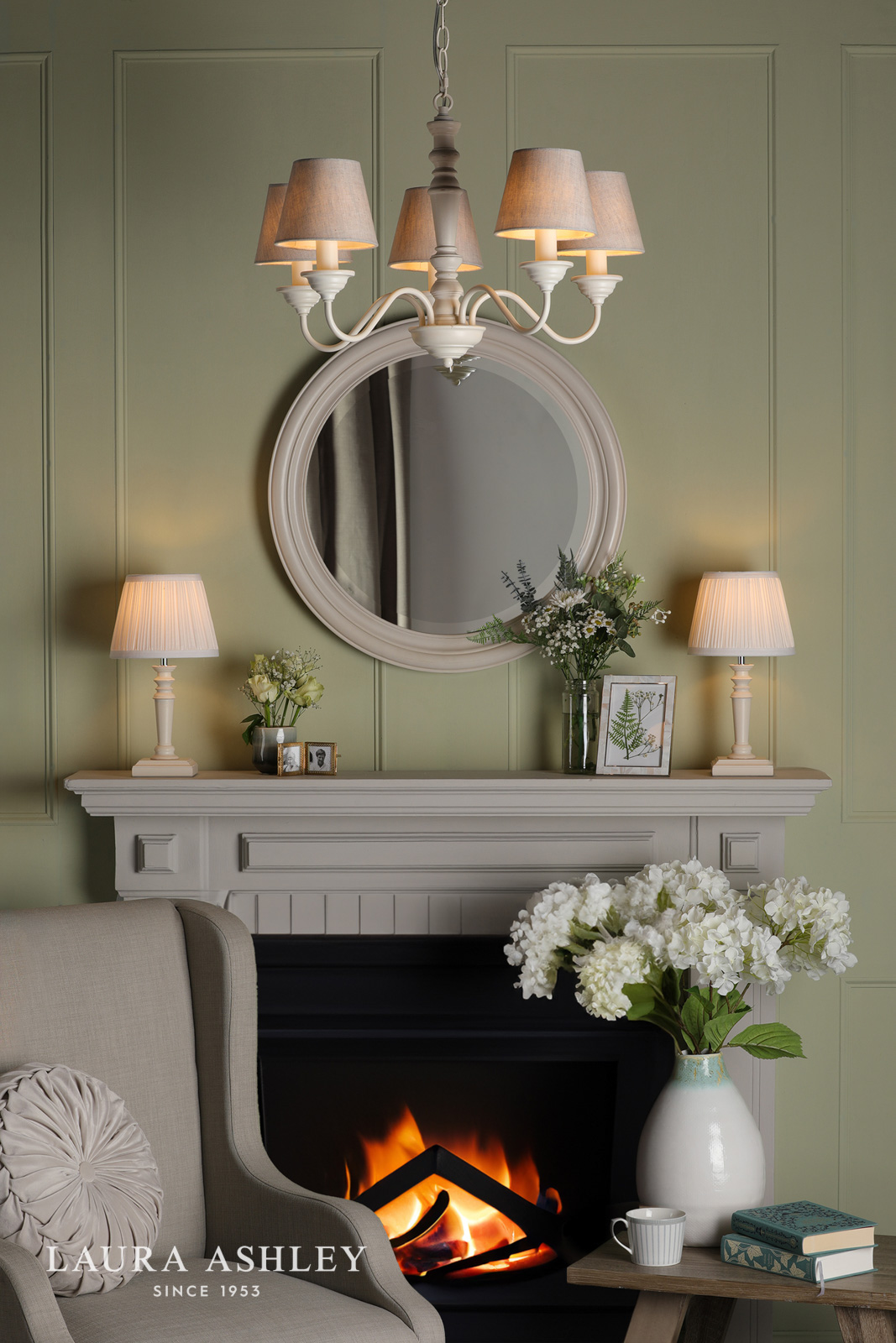 Laura Ashley Tate Twin Pack Table Lamp Distressed Wood With Shade