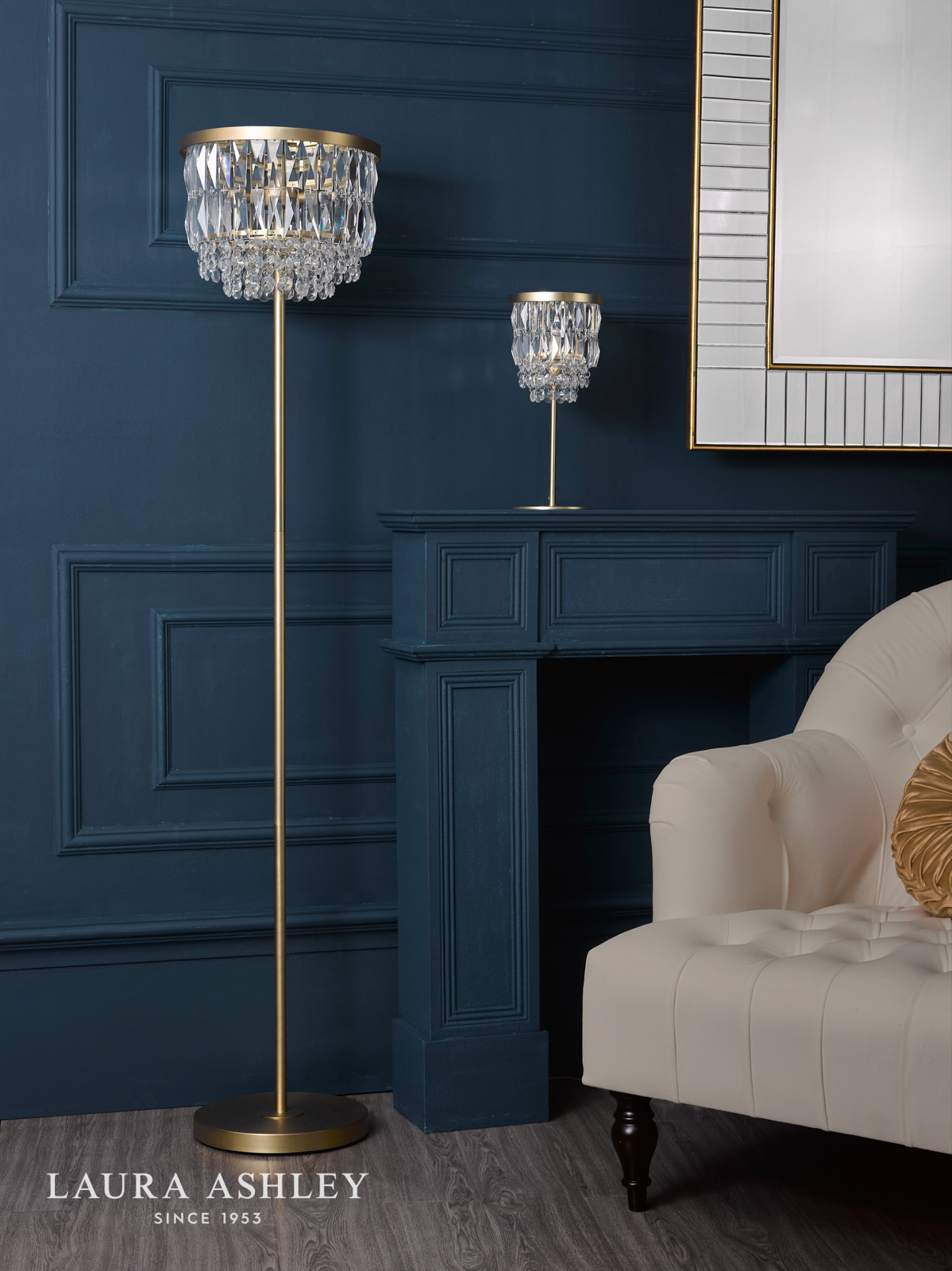 Laura Ashley Rhosill Table Lamp Crystal and Matt Antique Brass