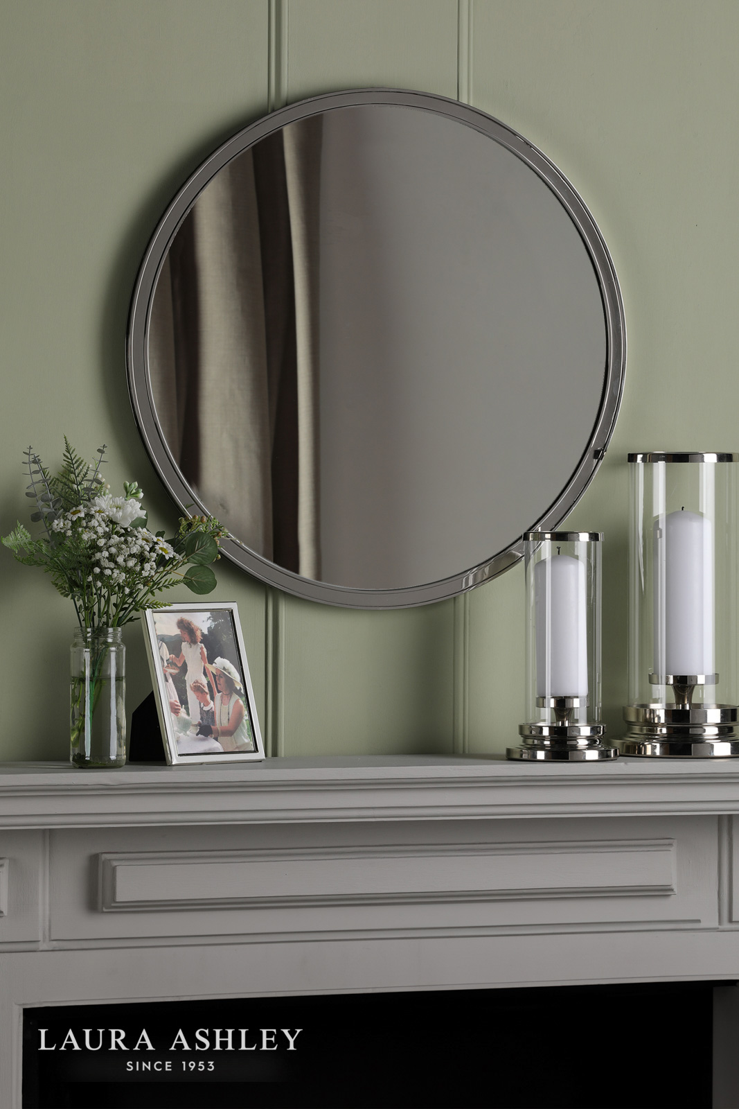 Laura Ashley Harrington Mirror Polished Nickel 60cm