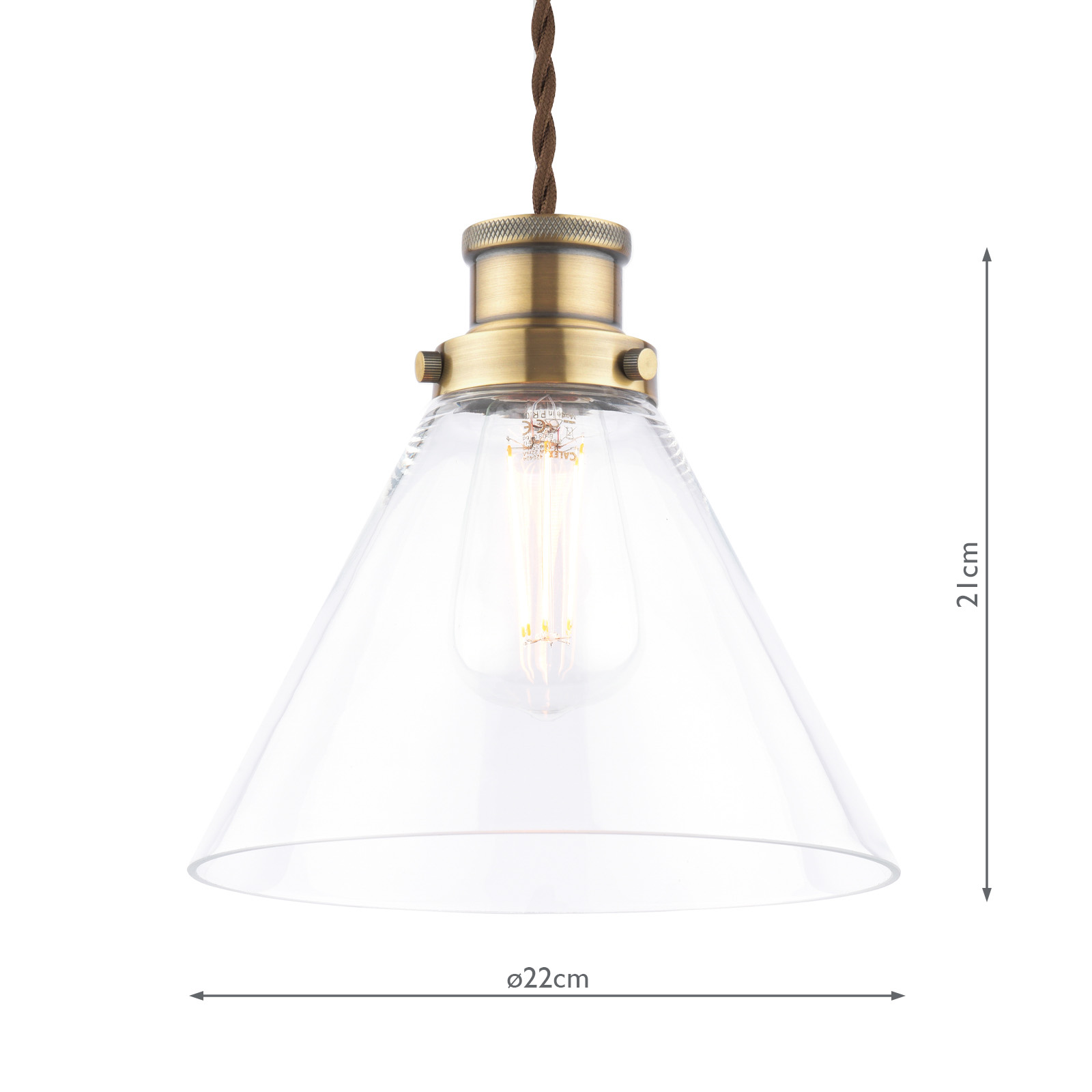 Laura Ashley Isaac Easy Fit Pendant Antique Brass and Glass