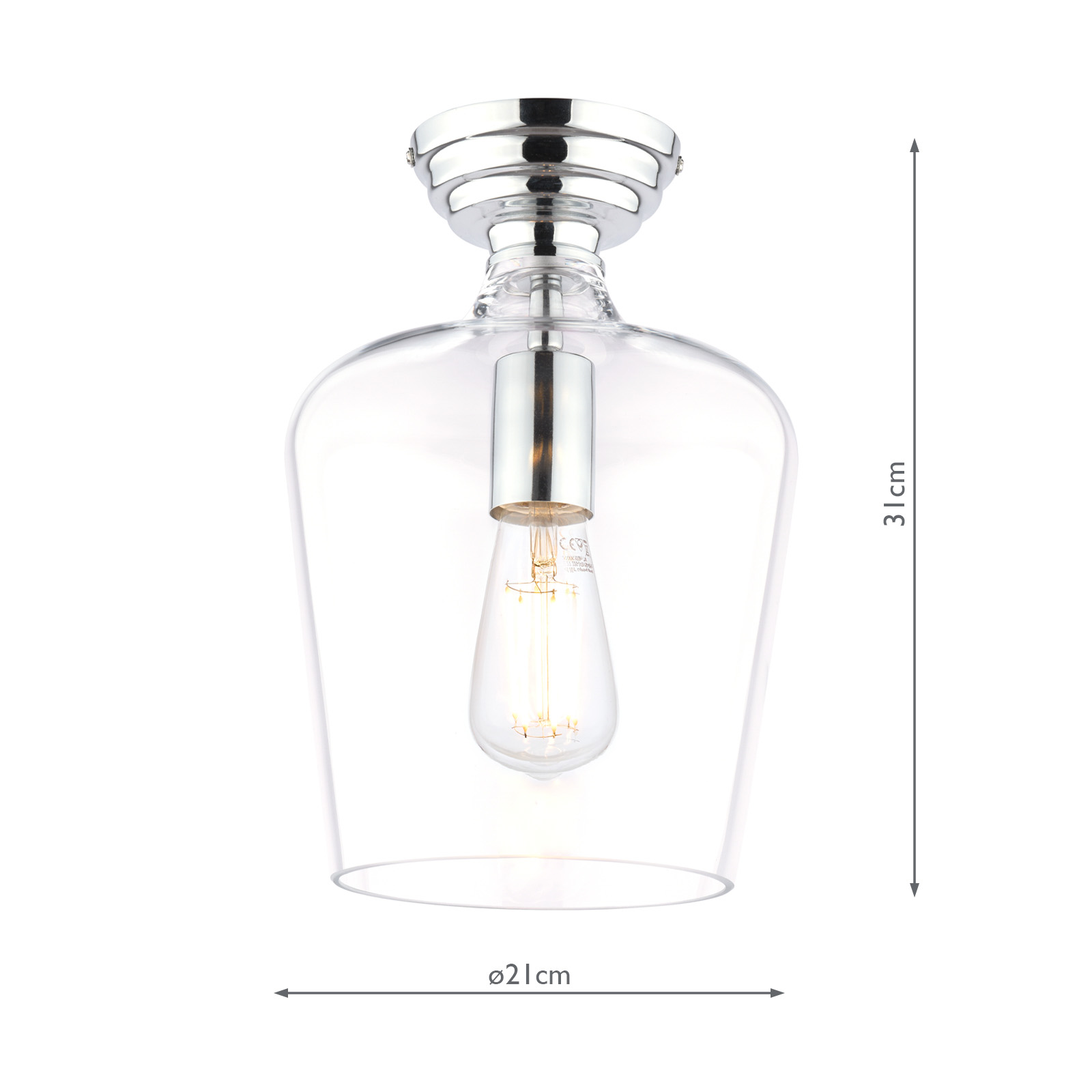 Laura Ashley Ockley Semi-Flush Polished Chrome and Glass