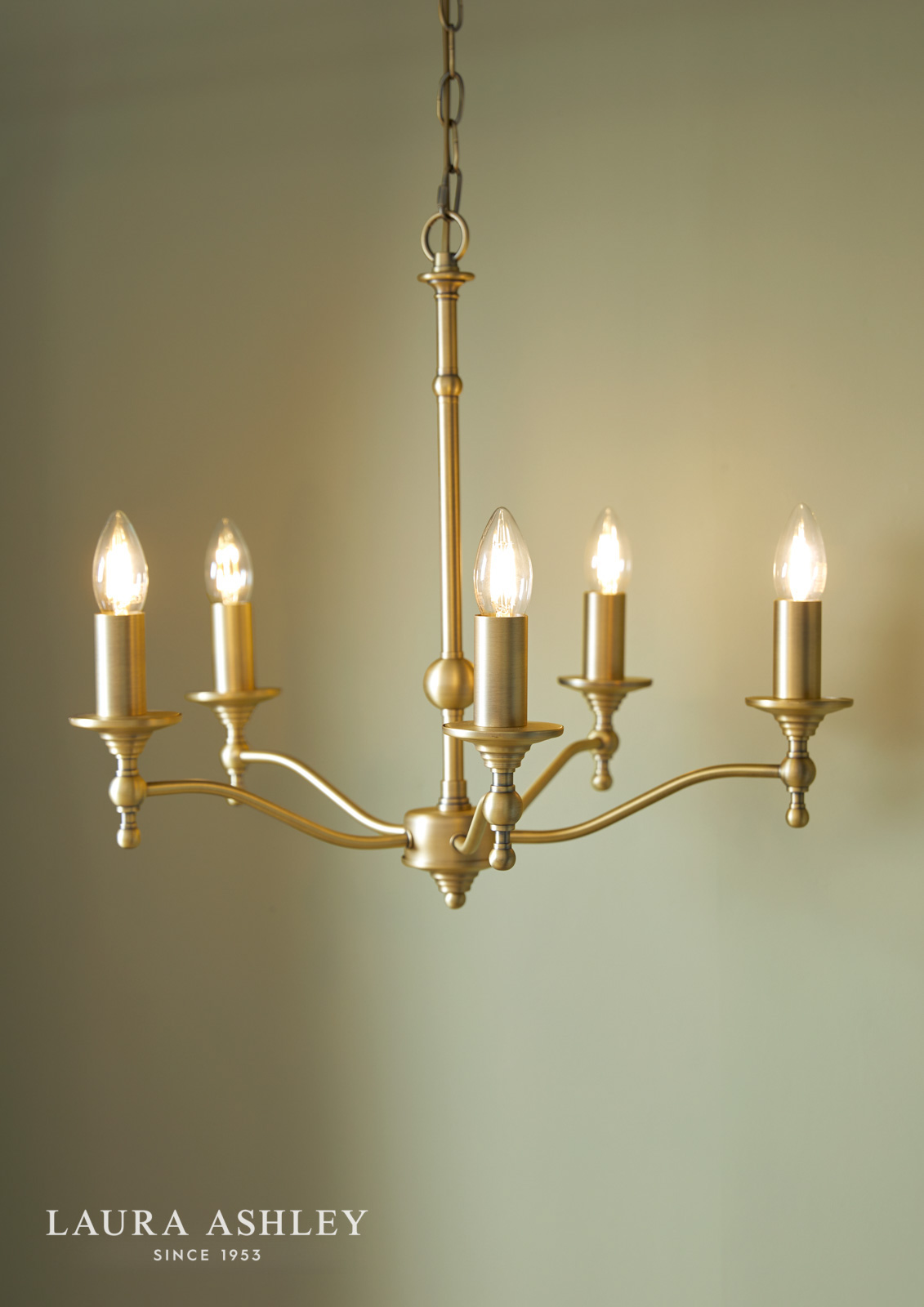 Laura Ashley Ludchurch 5 Light Armed Pendant Matt Antique Brass Fitting Only
