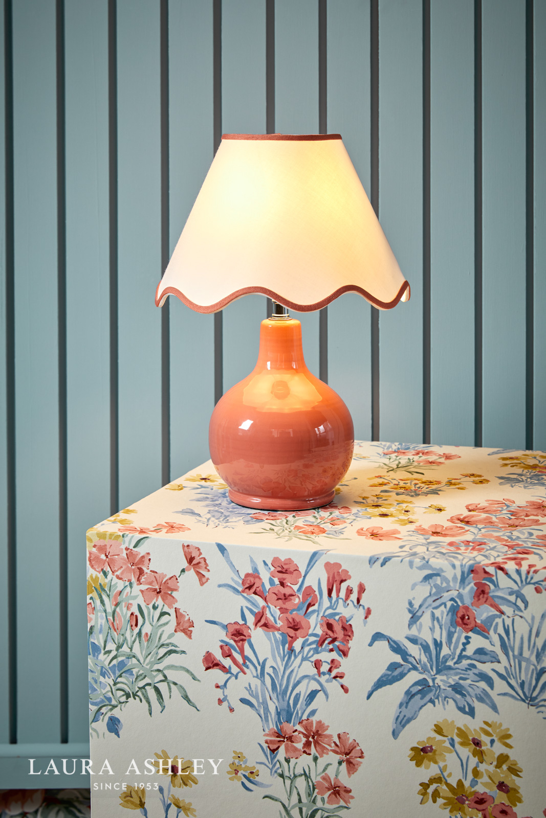 Laura Ashley Bramhope Table Lamp Terracotta Ceramic With Shade