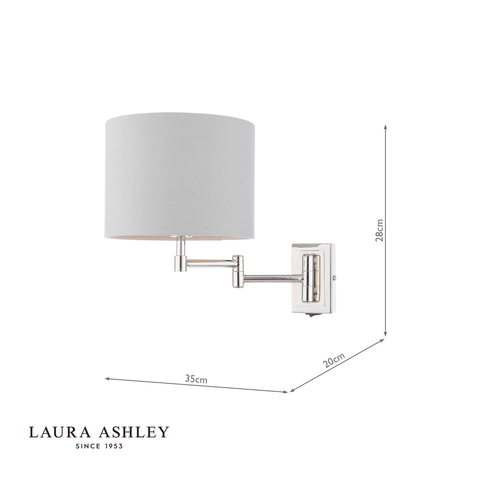 Laura Ashley Marlowe Wall Light Polished Nickel With Shade