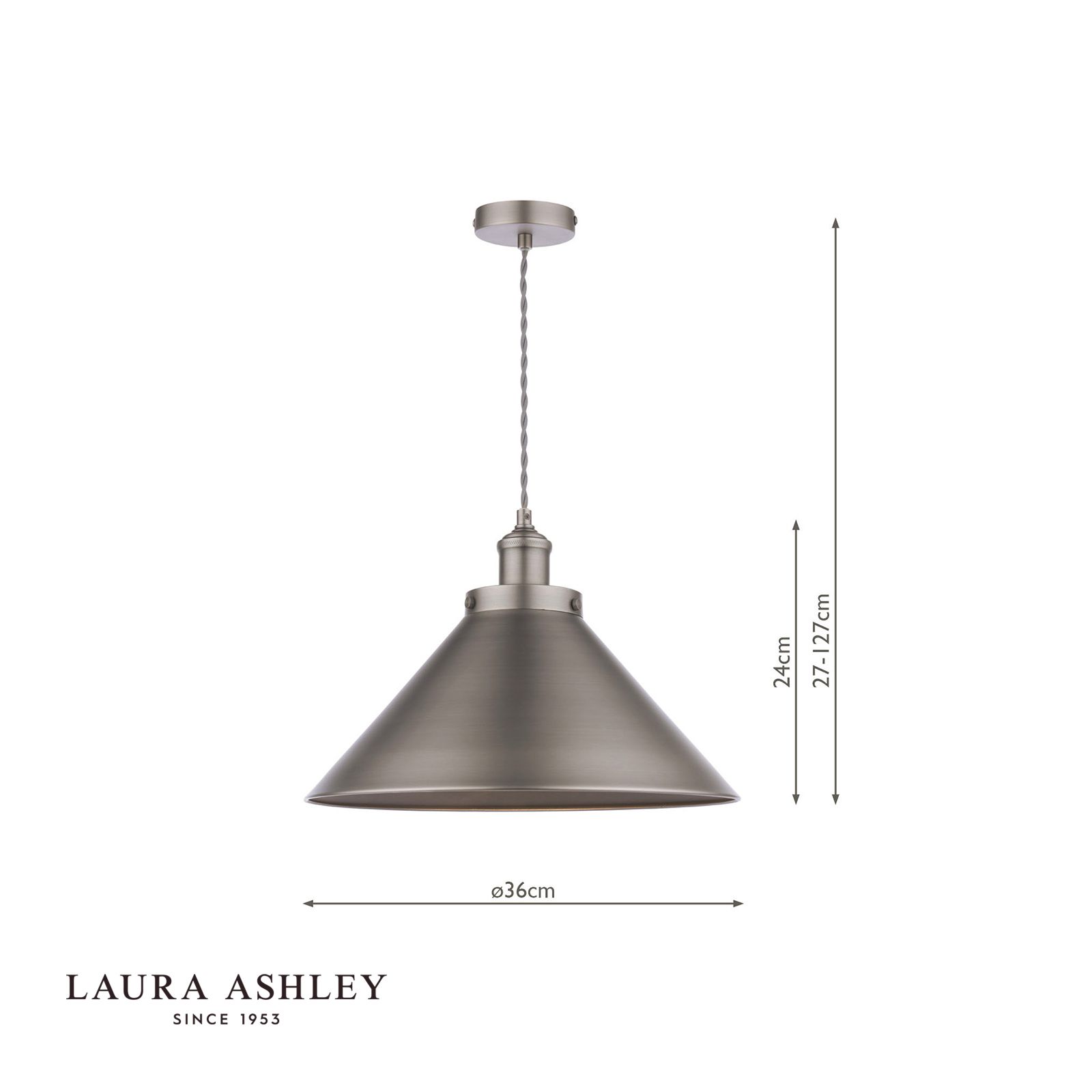 Laura Ashley Rufus Pendant Industrial Nickel