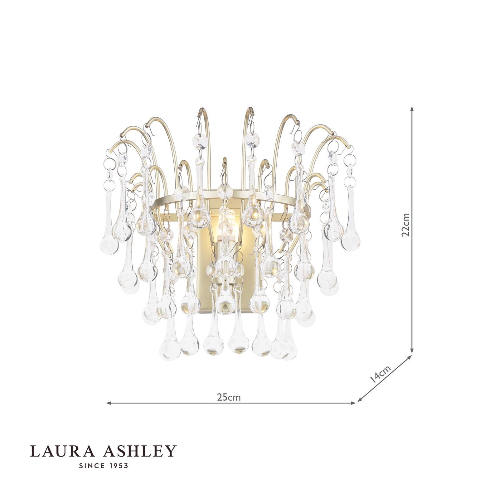 Laura Ashley Willow Wall Light Satin Champagne and Crystal