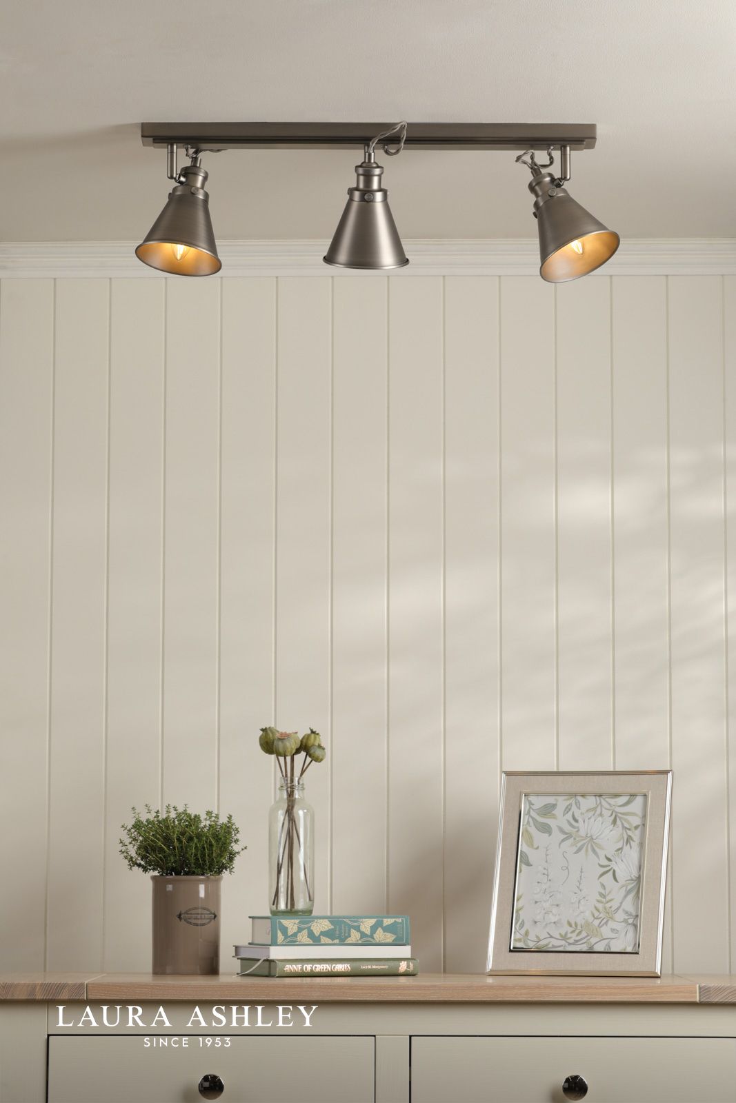 Laura Ashley Rufus 3 Light Bar Spotlight Industrial Nickel