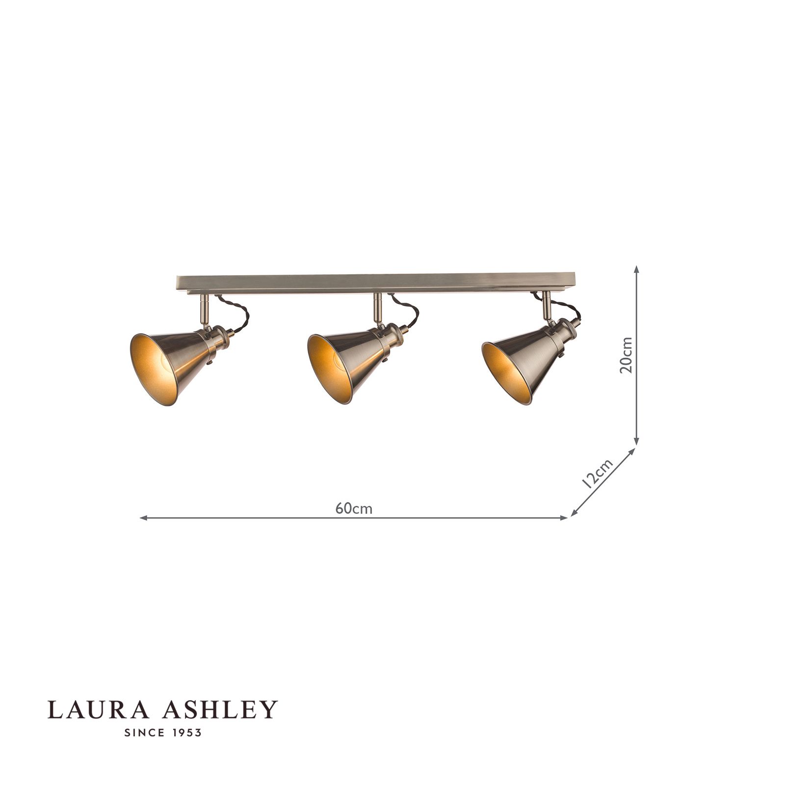 Laura Ashley Rufus 3 Light Bar Spotlight Industrial Nickel