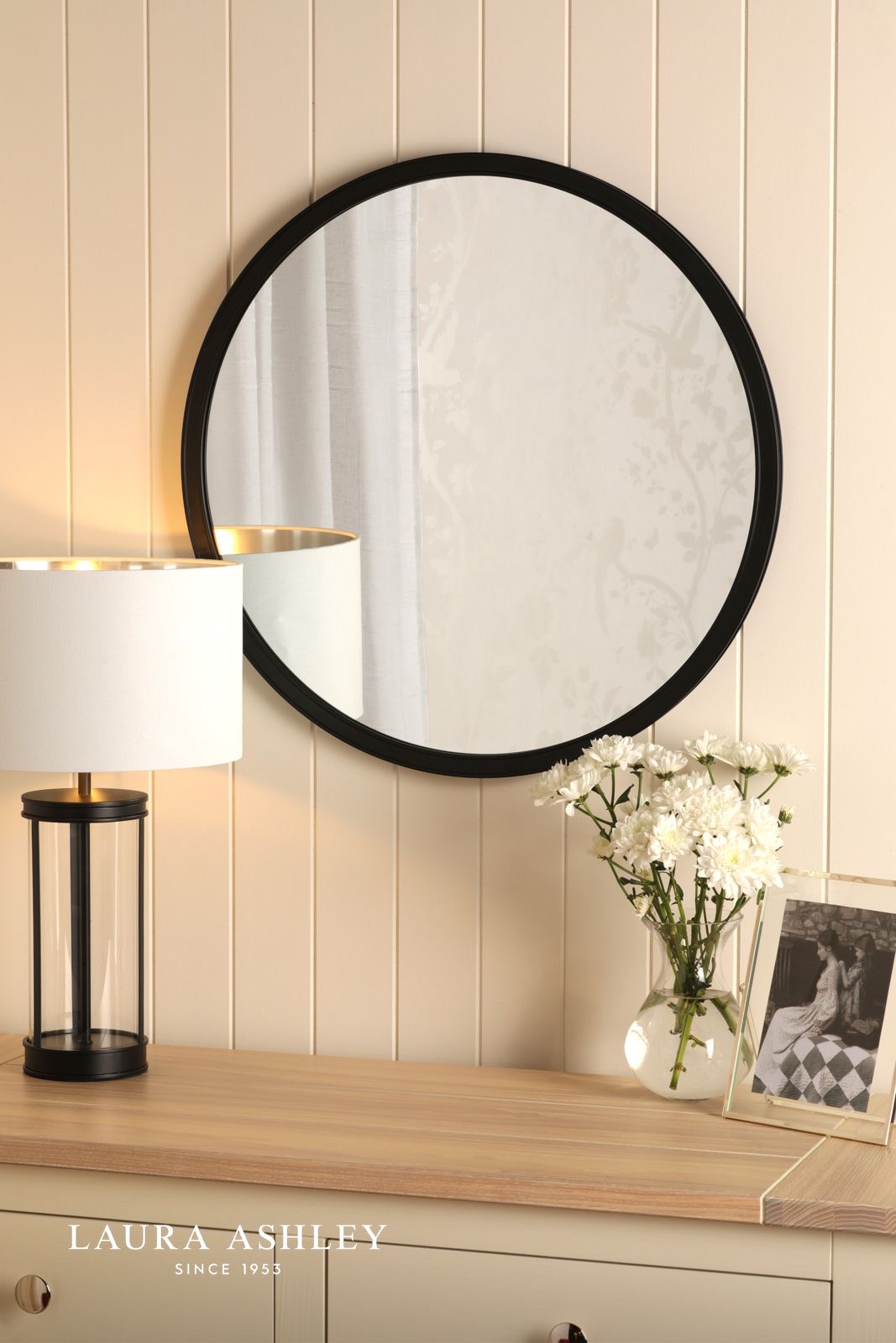 Laura Ashley Harrington Mirror Matt Black 60cm