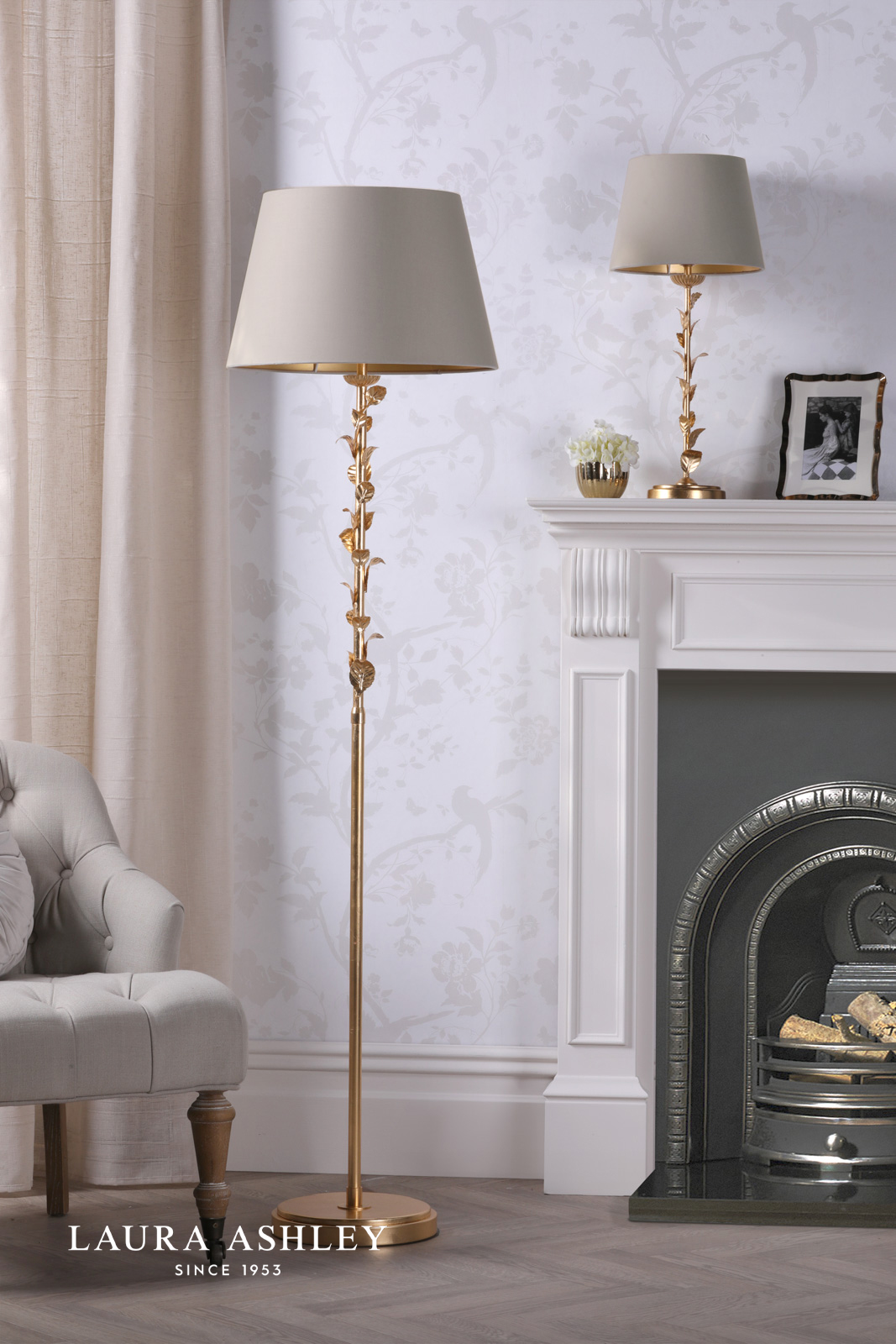 Laura Ashley Halton Table Lamp Distressed Gold Leaf With Shade