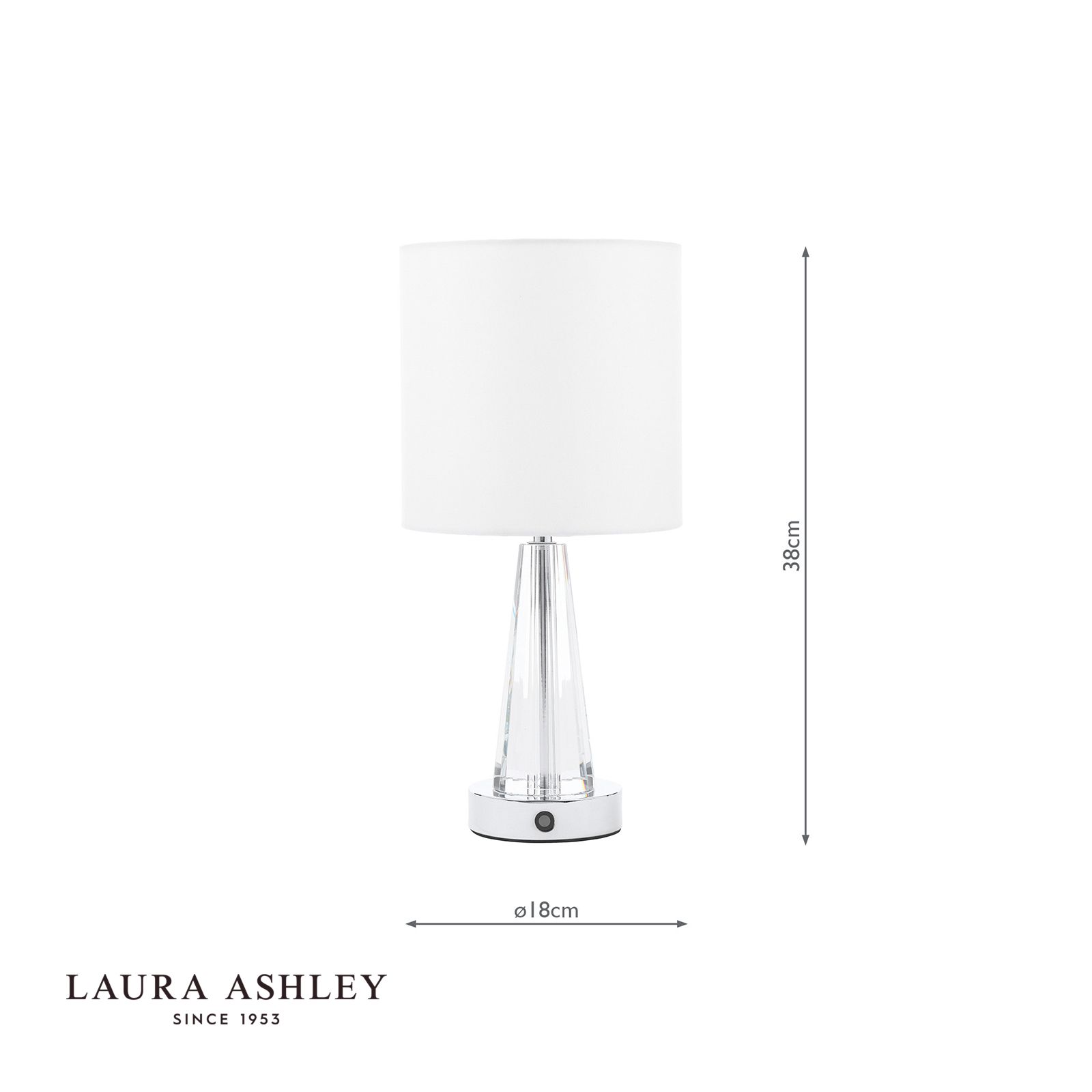 Laura Ashley Blake Rechargeable Table Lamp Polished Chrome and Crystal With Shade LED
