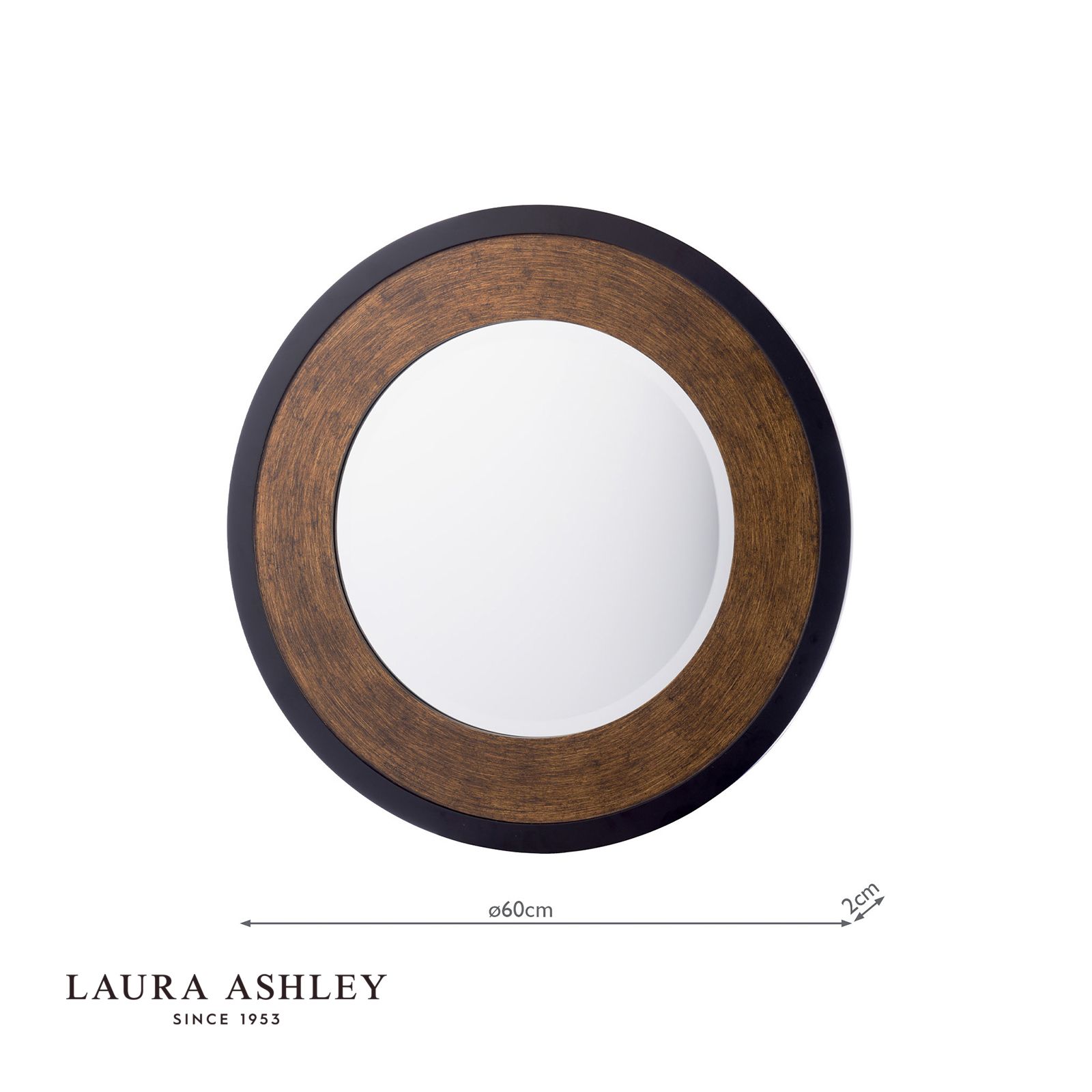 Laura Ashley Cara Small Round Mirror Mottled Bronze 60cm