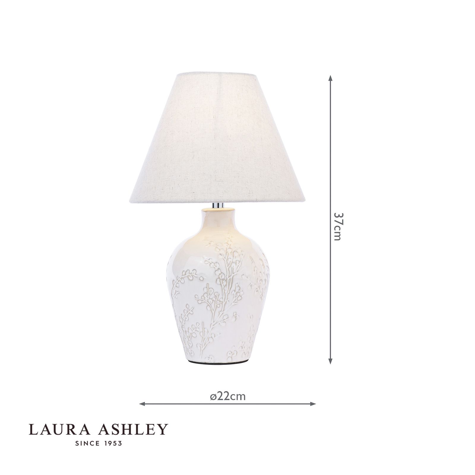 Laura Ashley Pussywillow Table Lamp Cream Ceramic With Shade (Twin Pack)