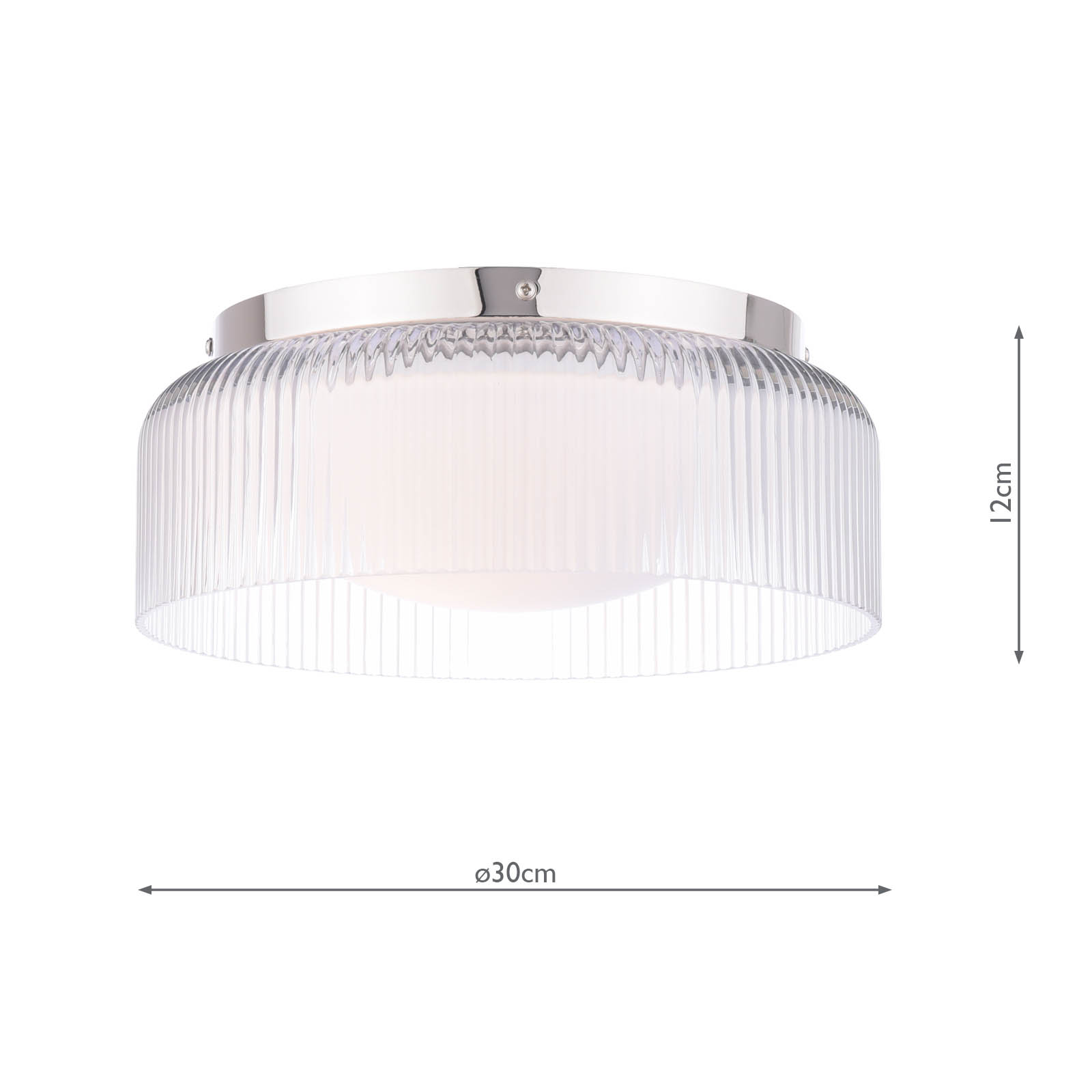 Laura Ashley Charissa Bathroom Ceiling Light Polished Chrome and Ribbed Glass IP44