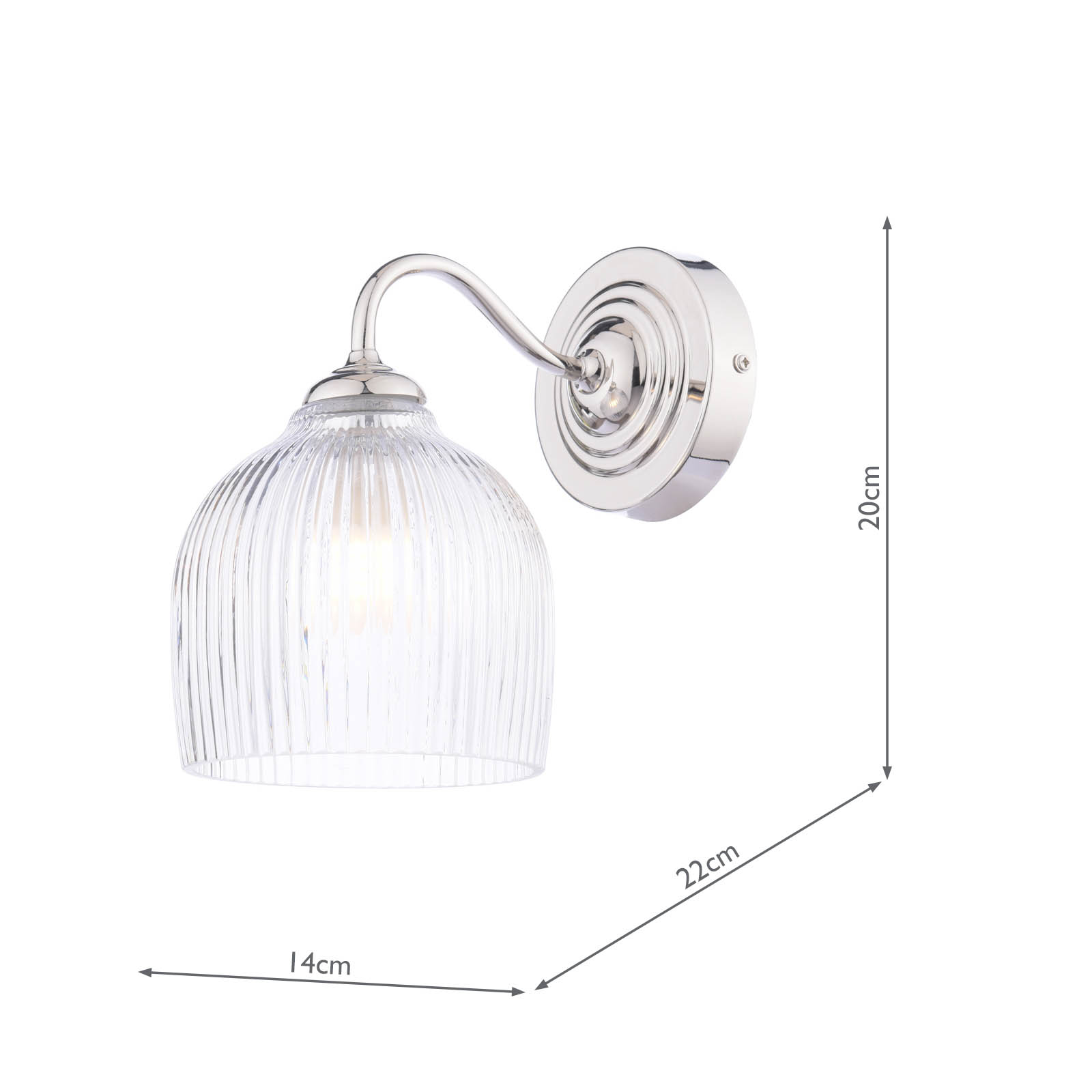Laura Ashley Charissa Bathroom Wall Light Polished Chrome and Ribbed Glass IP44