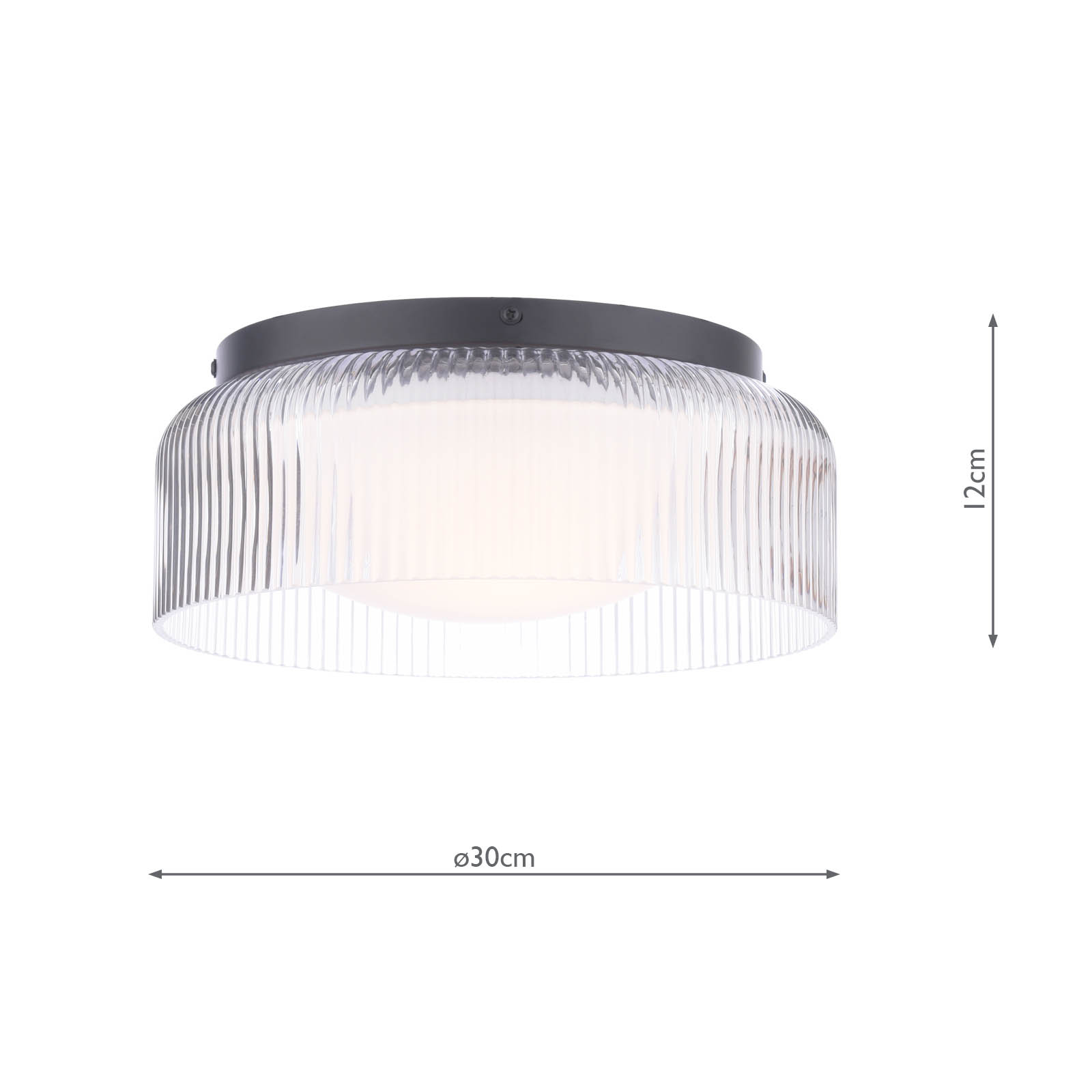Laura Ashley Charissa Bathroom Ceiling Light Matt Black and Ribbed Glass IP44