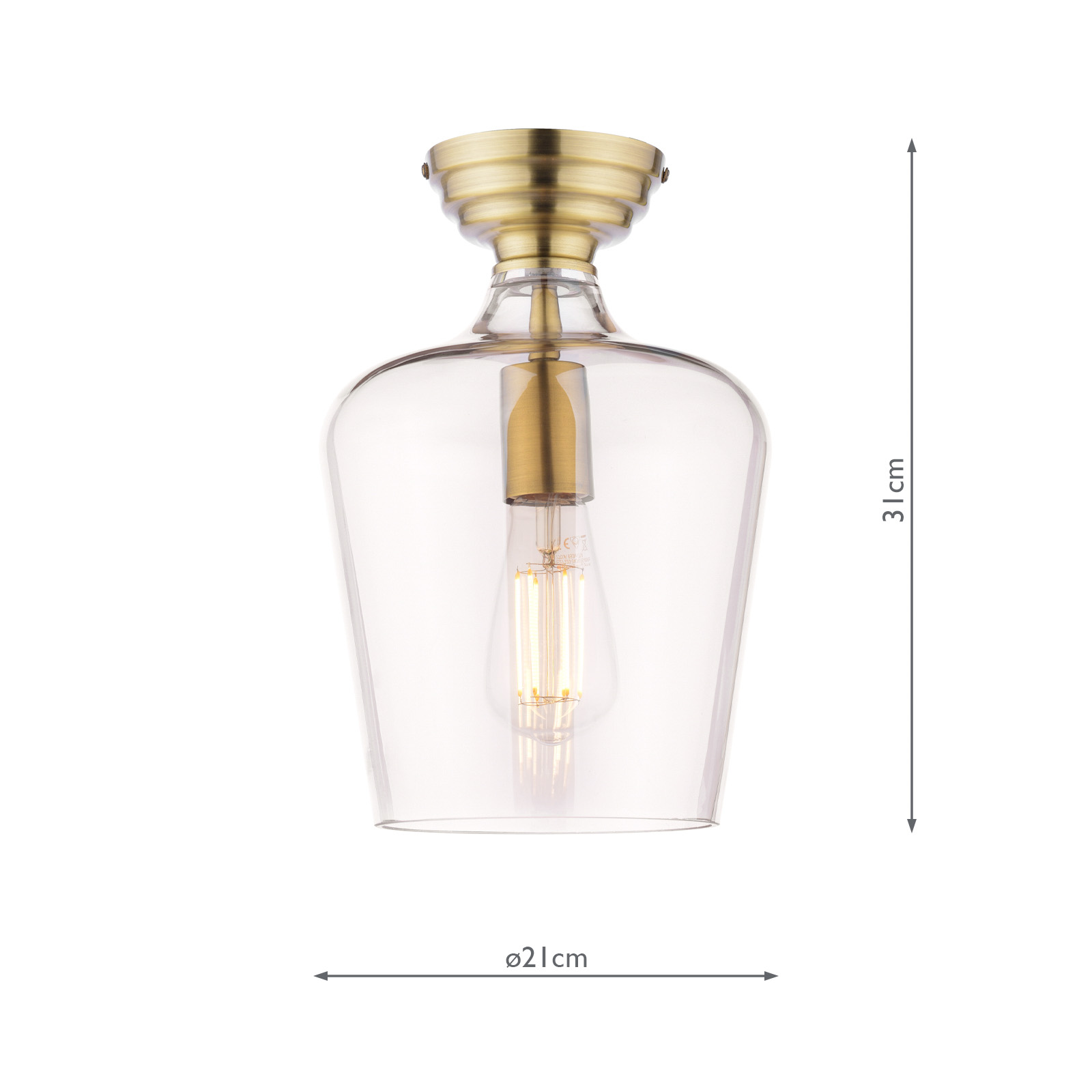 Laura Ashley Ockley Semi-Flush Antique Brass and Champagne Glass