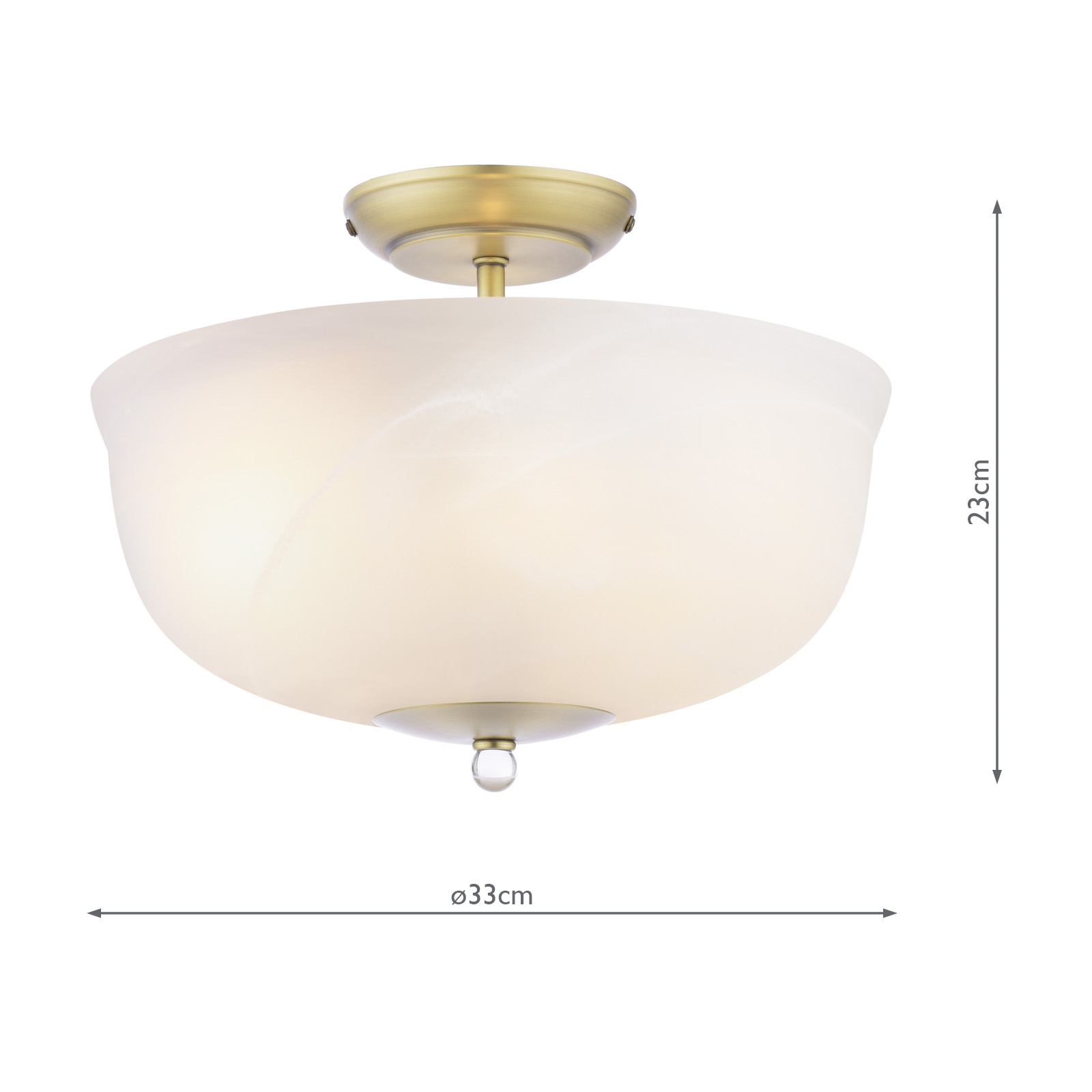 Laura Ashley Cossington 2 Light Semi-Flush Matt Antique Brass and White Marble Effect Glass