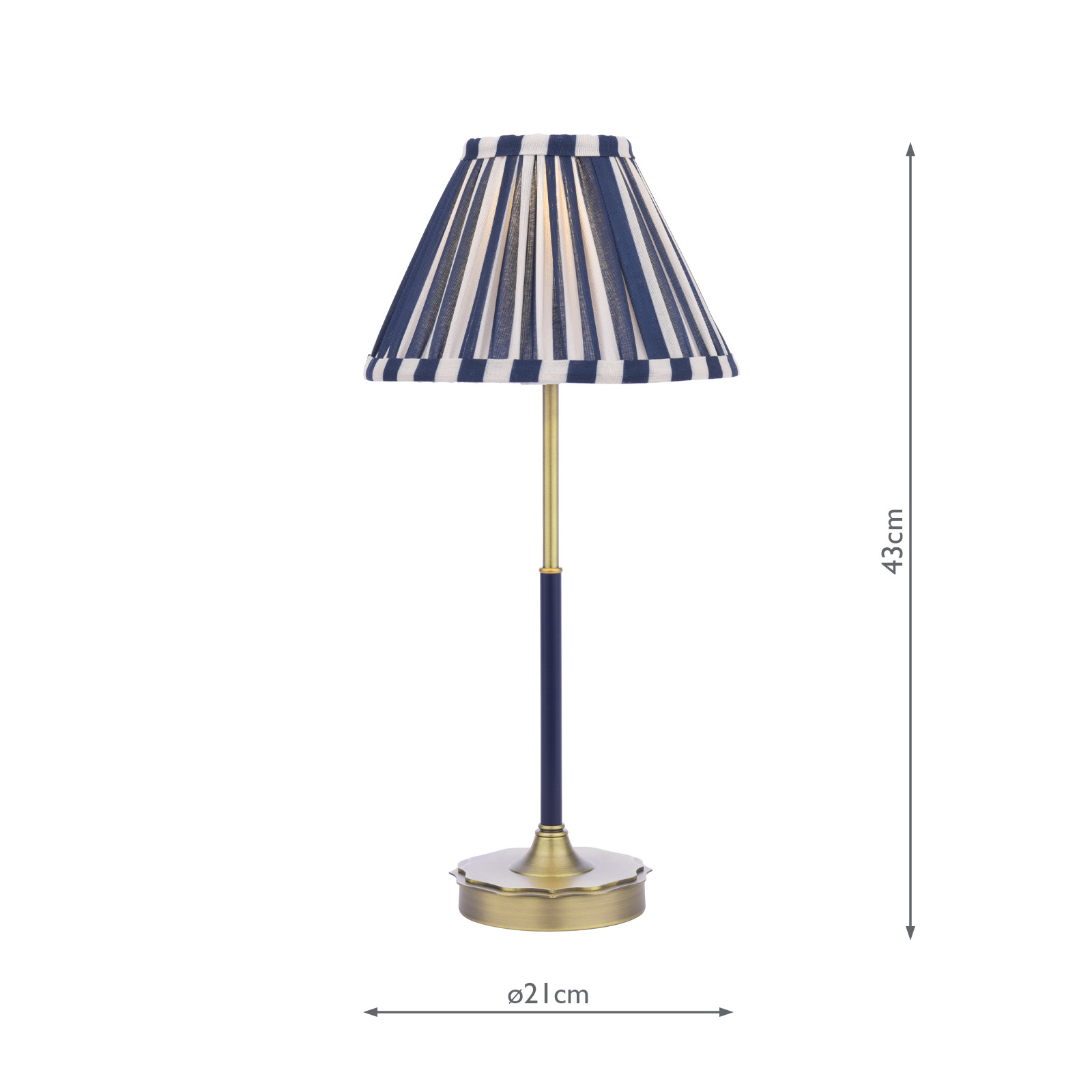 Laura Ashley Denwick Table Lamp Matt Antique Brass and Satin Blue With Shade