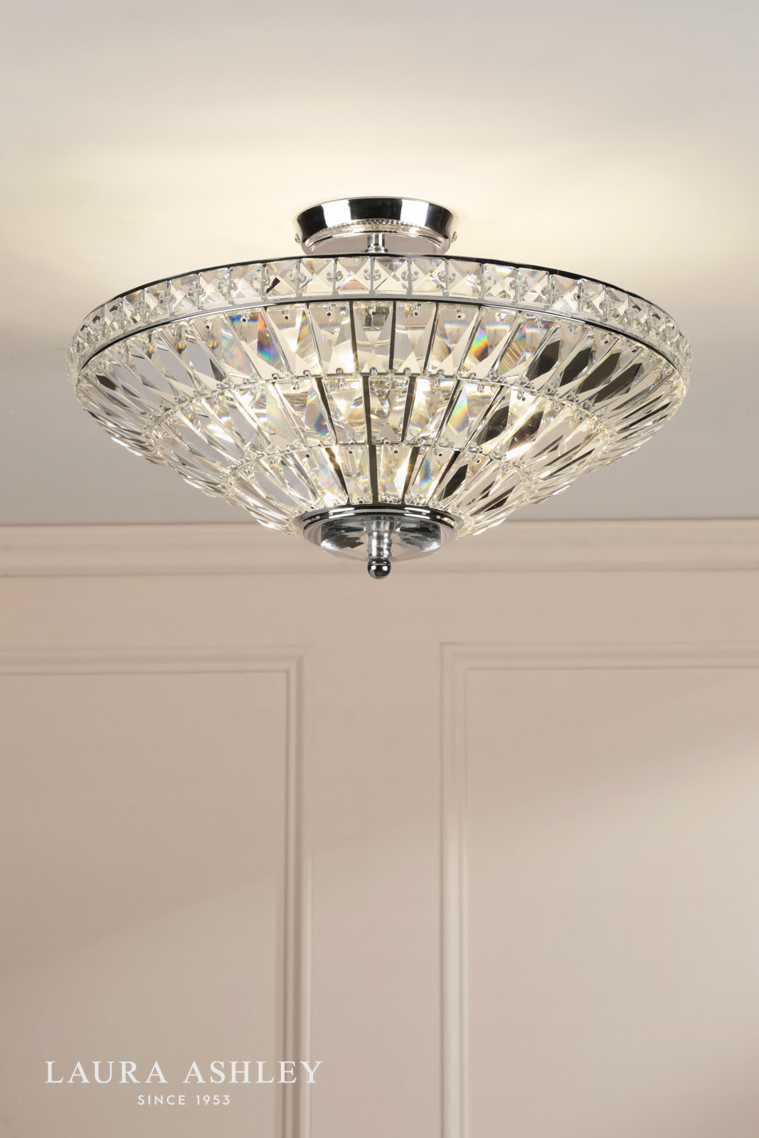 Laura Ashley Vienna 3 Light Semi-Flush Crystal and Polished Chrome