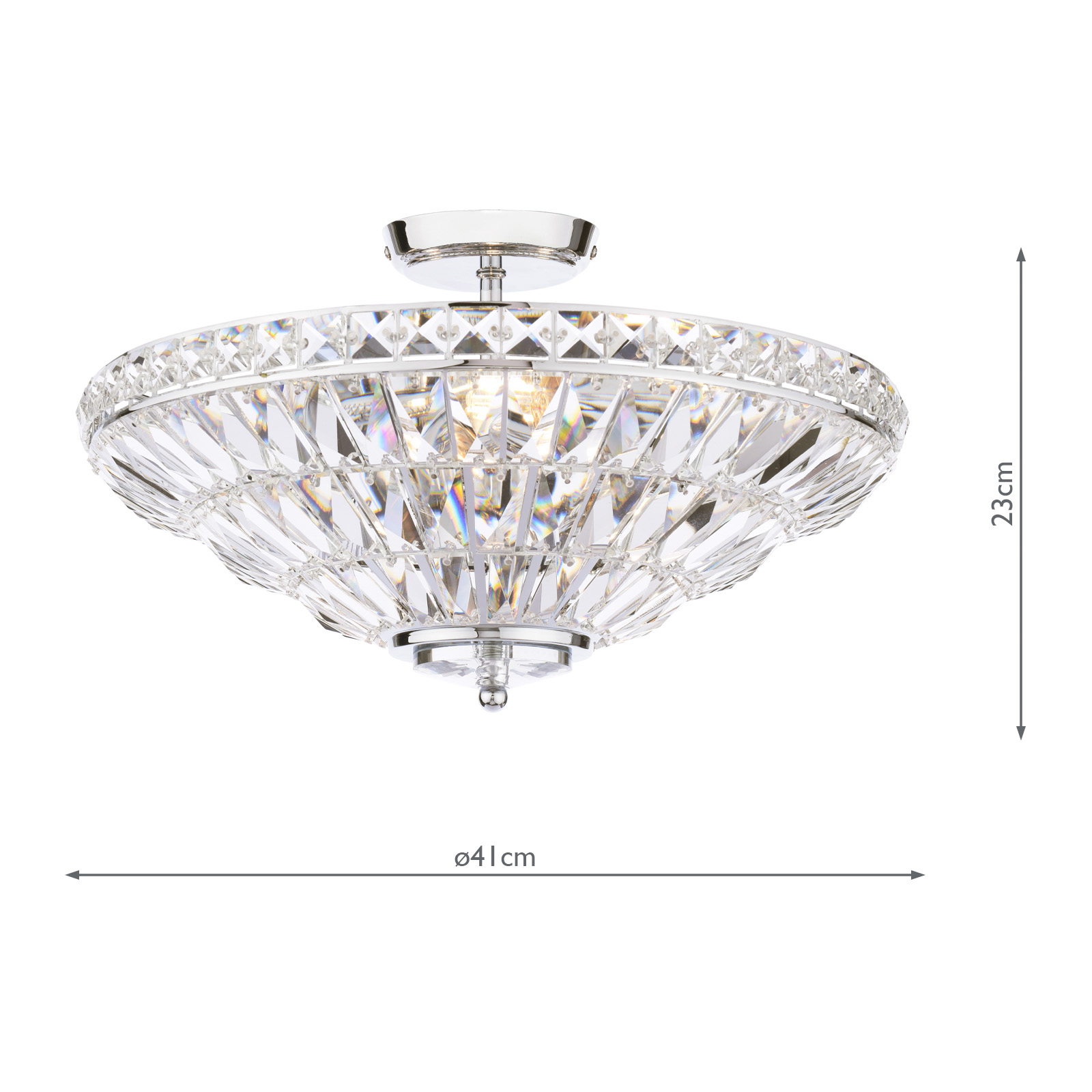 Laura Ashley Vienna 3 Light Semi-Flush Crystal and Polished Chrome