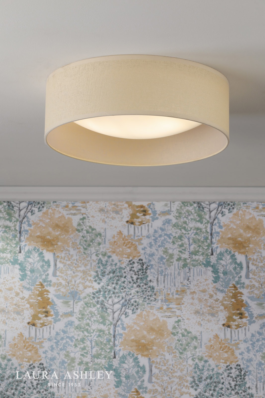 Laura Ashley Buckenham 2 Light Flush Rattan Shade With Diffuser