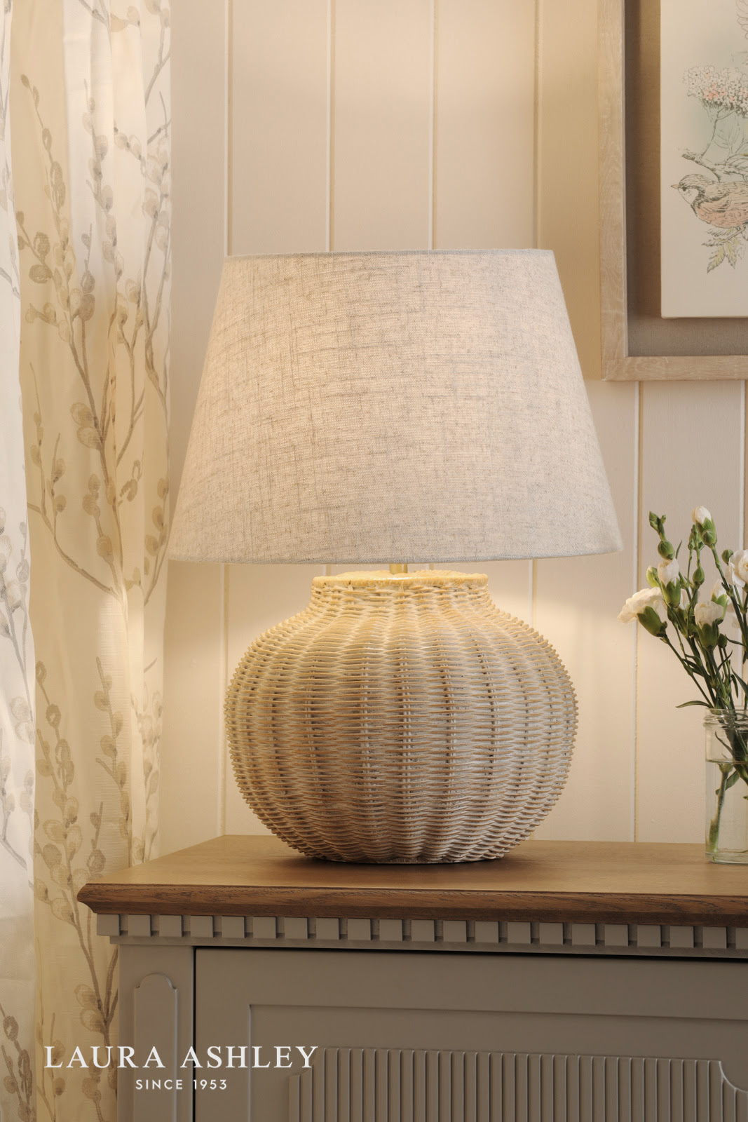 Laura Ashley Fernhill Large Table Lamp Matt Cream With Shade