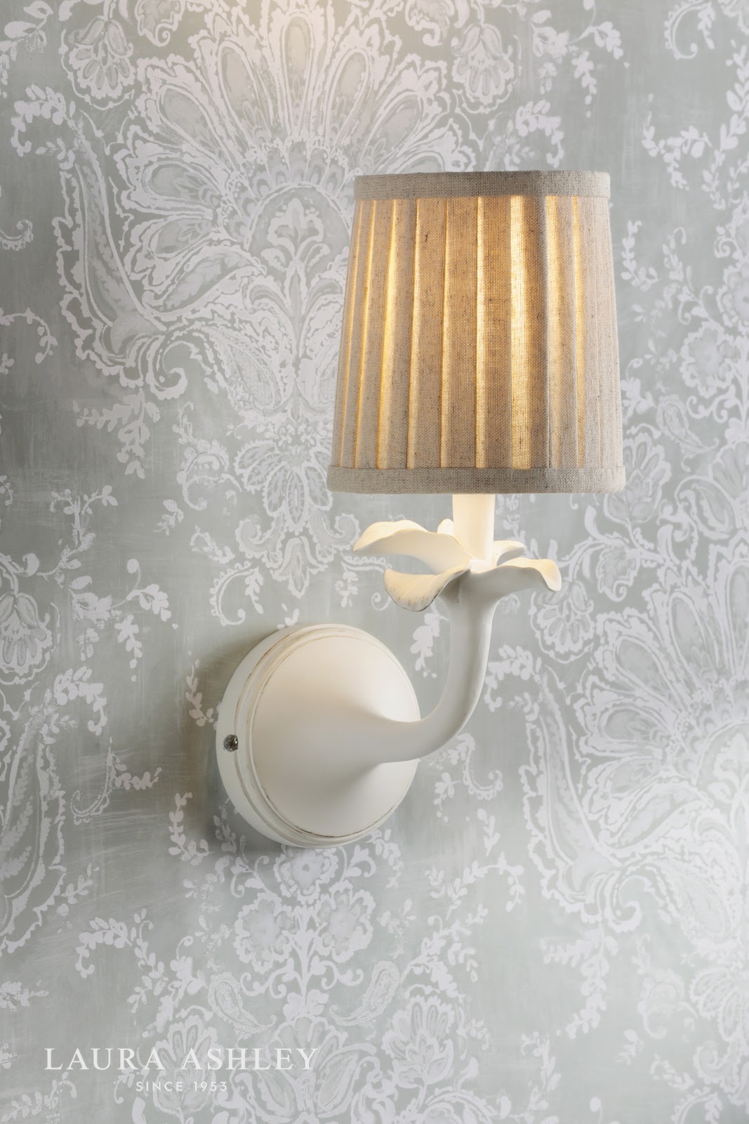 Laura Ashley Eleni Wall Light Matt White With Shade