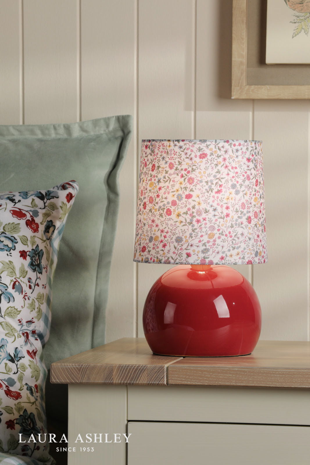 Laura Ashley Knowlton Table Lamp Pink Ceramic With Shade