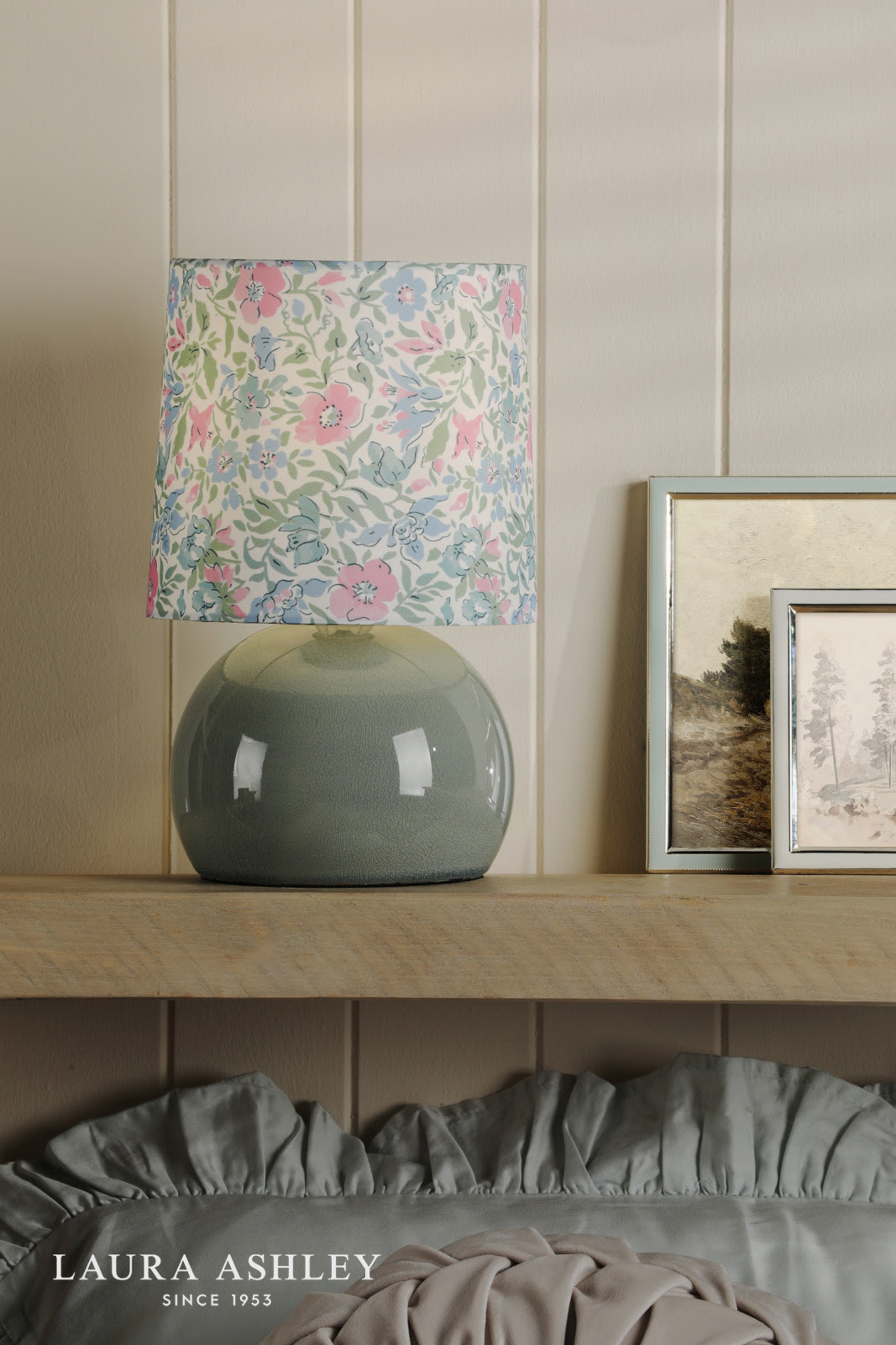 Laura Ashley Sherston Table Lamp Blue Ceramic With Shade