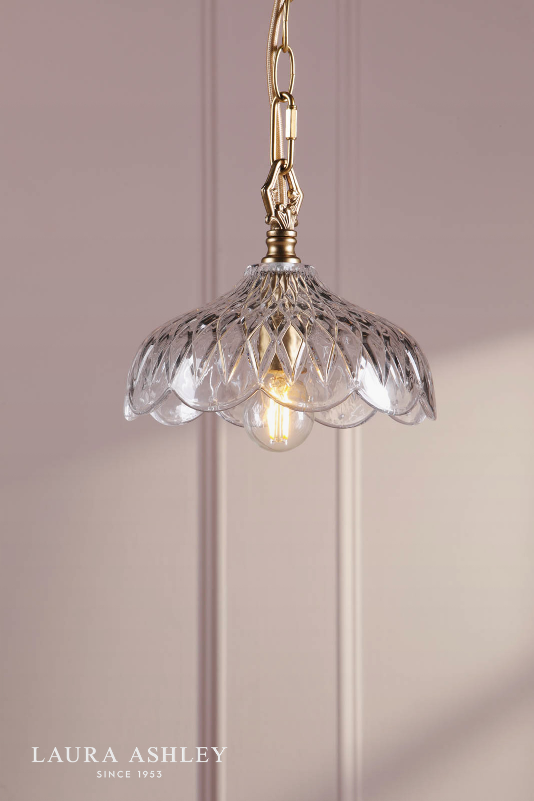 Laura Ashley Eversden Pendant Antique Brass and Crystal