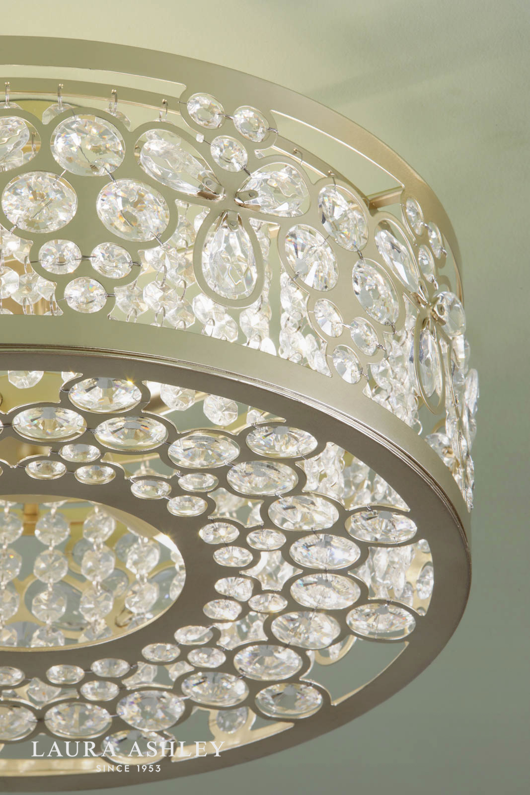 Laura Ashley Tilbrook 4 Light Flush Matt Champagne and Crystal