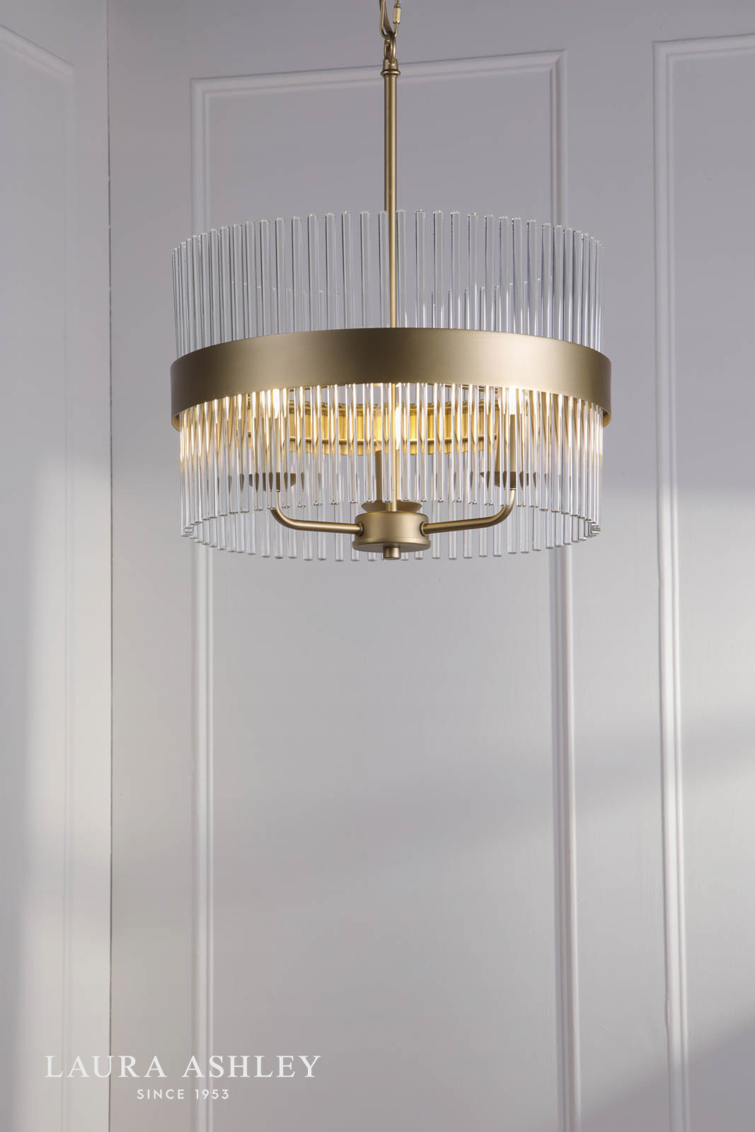 Laura Ashley Alexa 3 Light Pendant Glass and Matt Antique Brass