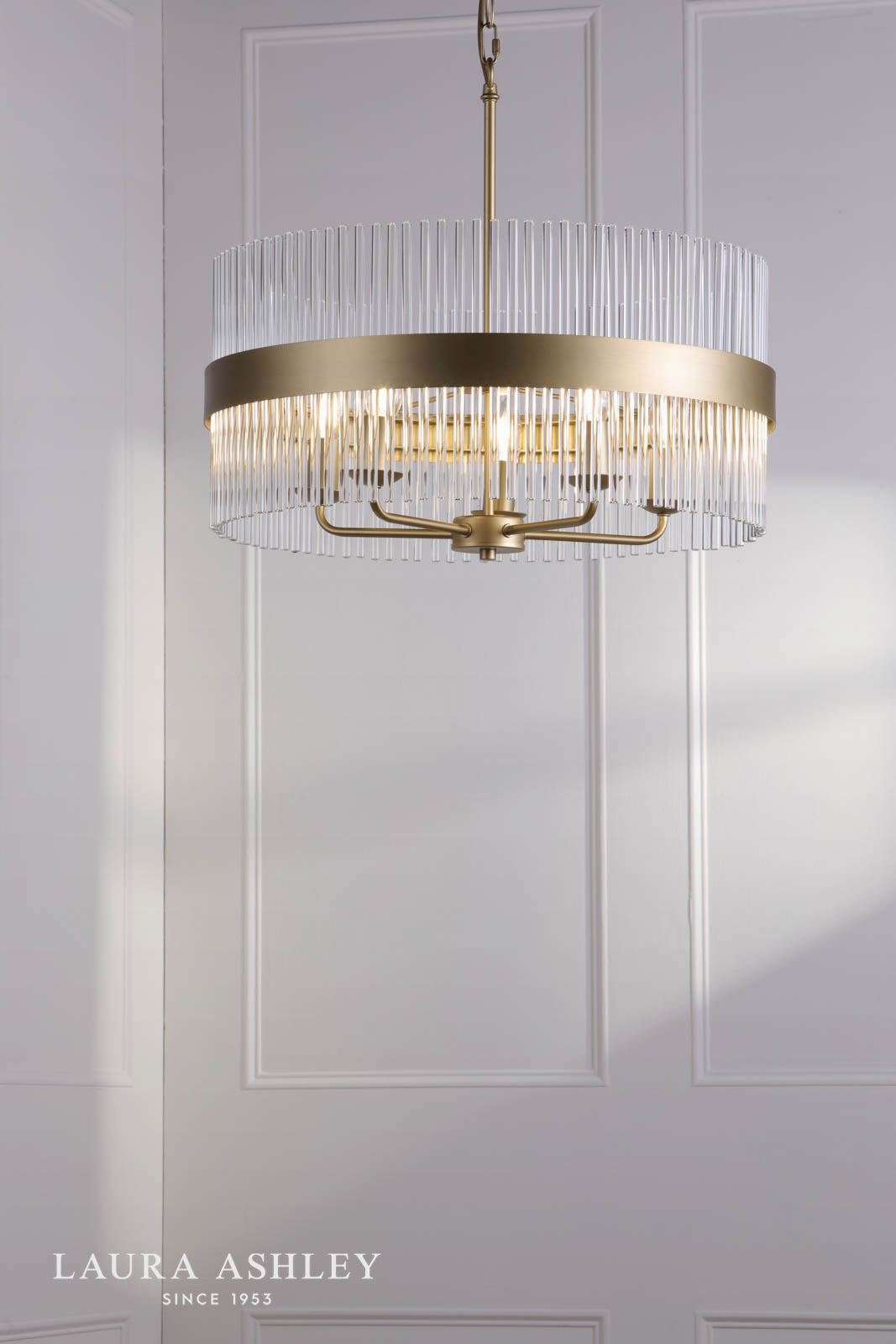 Laura Ashley Alexa 5 Light Pendant Glass and Matt Antique Brass