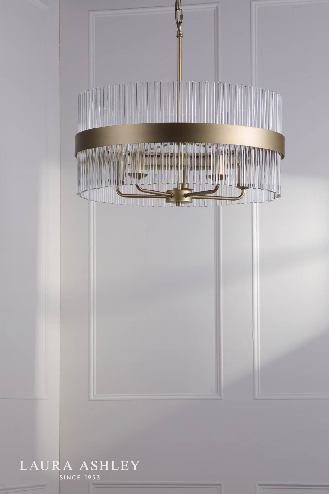 Laura Ashley Alexa 5 Light Pendant Glass and Matt Antique Brass