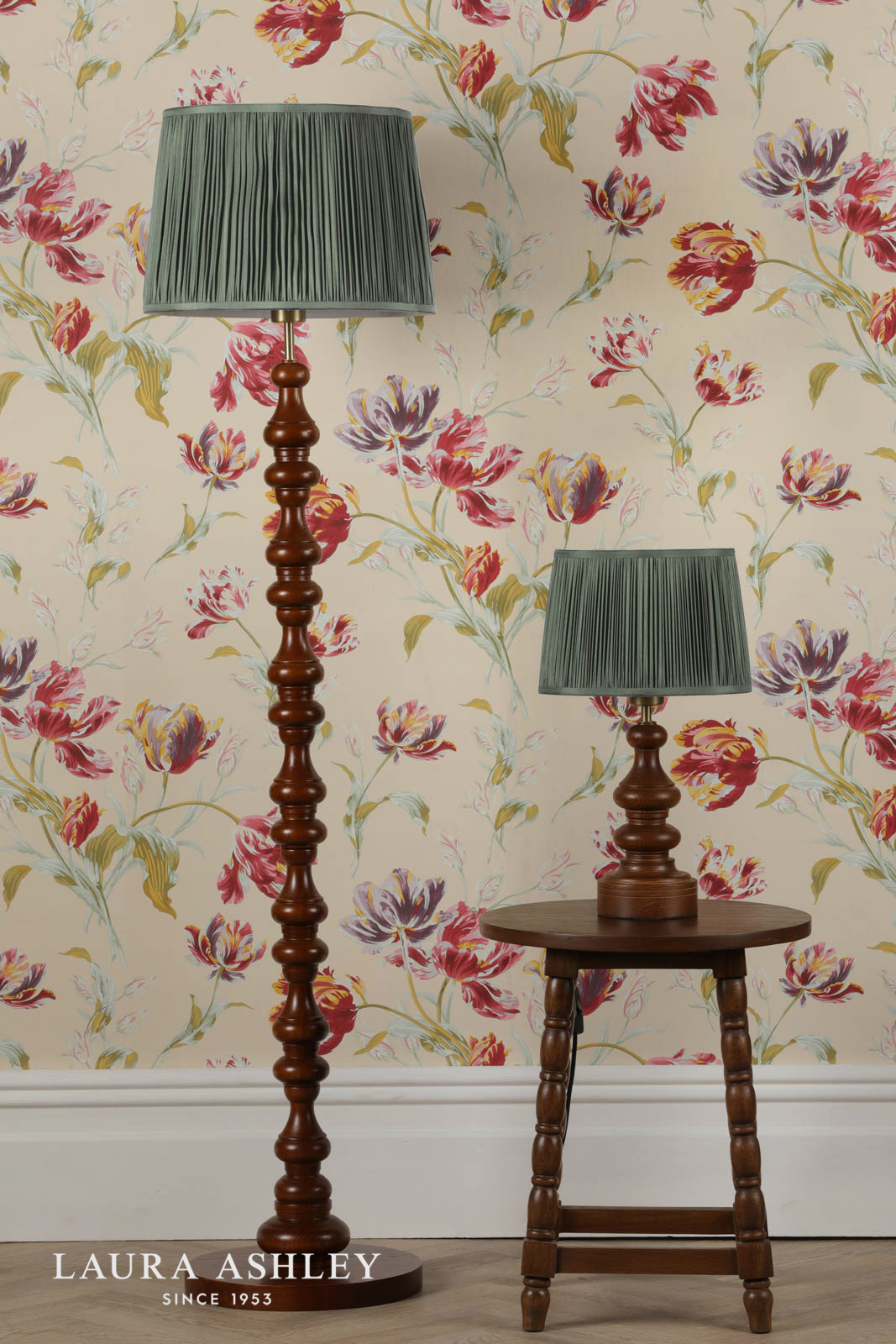 Laura Ashley Millbrook Table Lamp Dark Wood and Industrial Brass Base Only