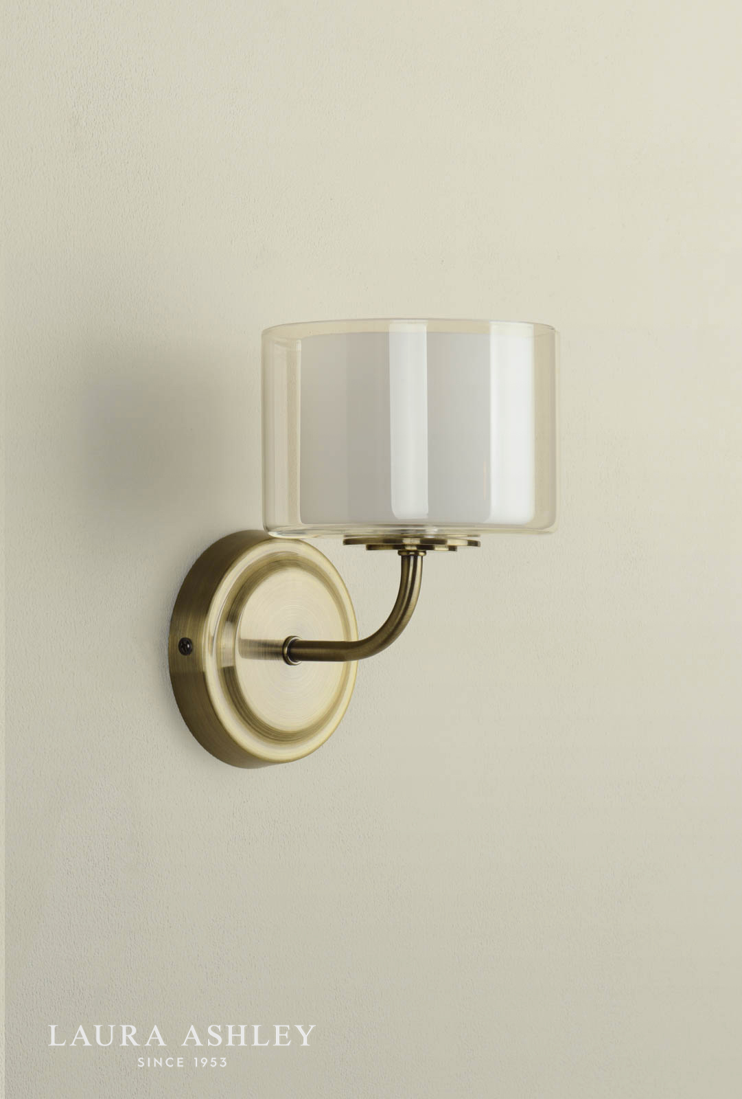 Laura Ashley Southwell Wall Light Antique Brass and Opal Glass