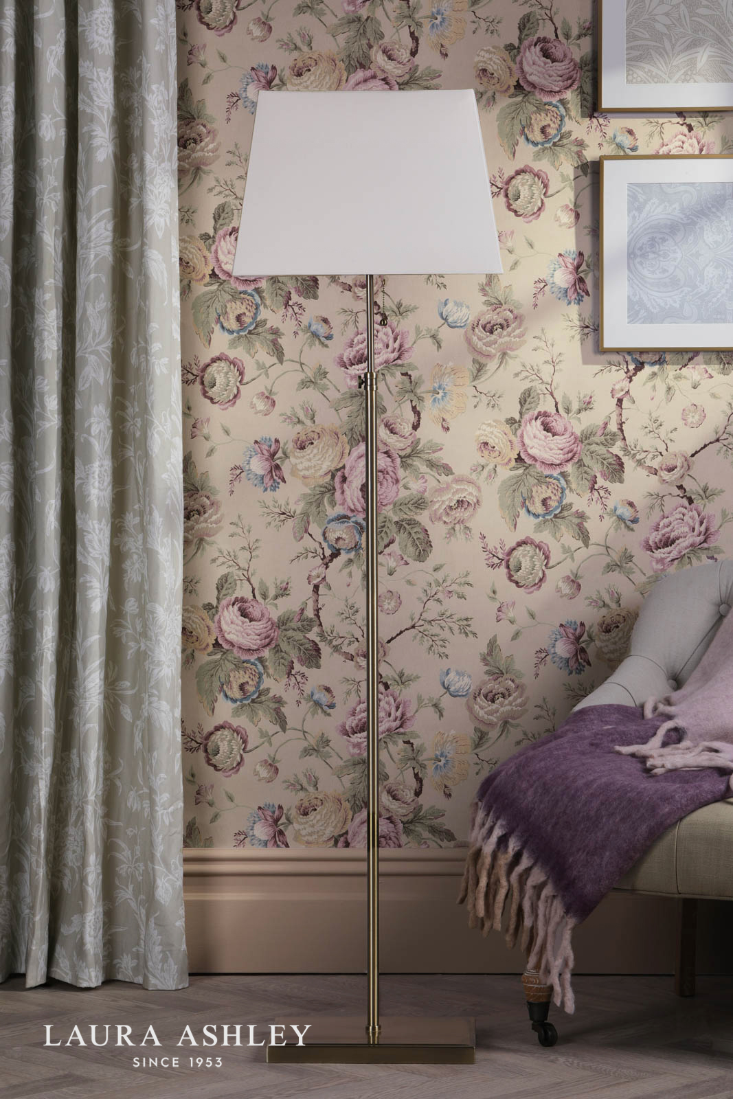 Laura Ashley Bartley Floor Lamp Antique Brass With Shade