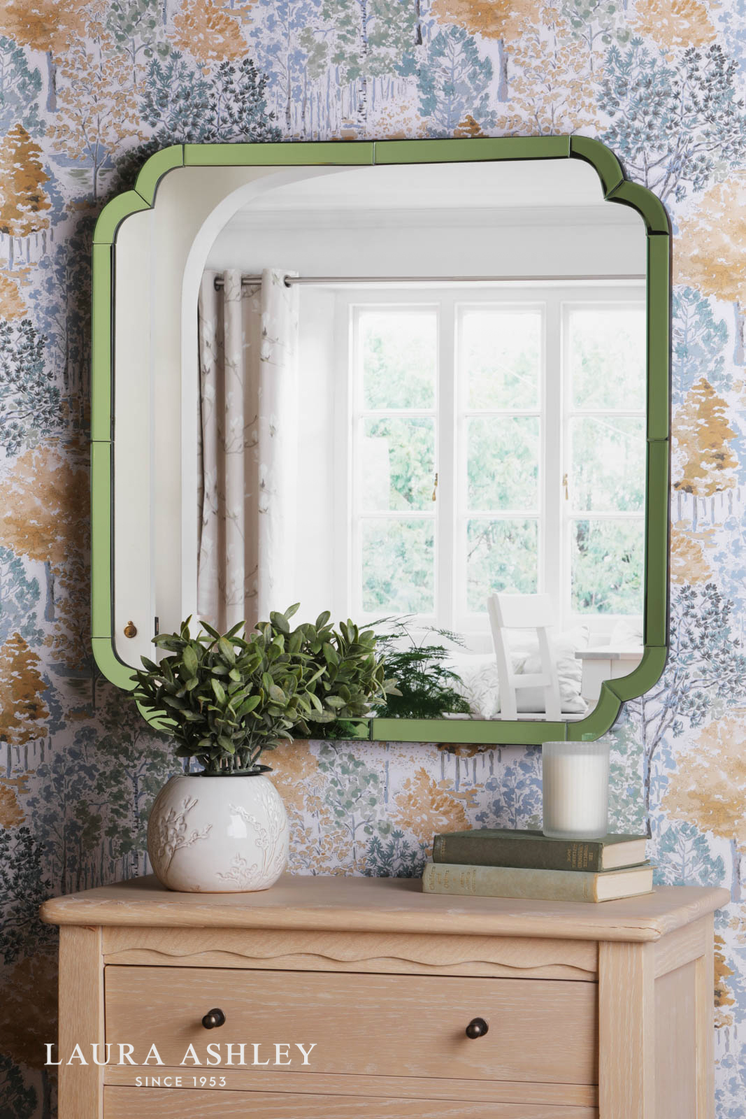 Laura Ashley Martham Mirror Smoked Green 65 X 65cm