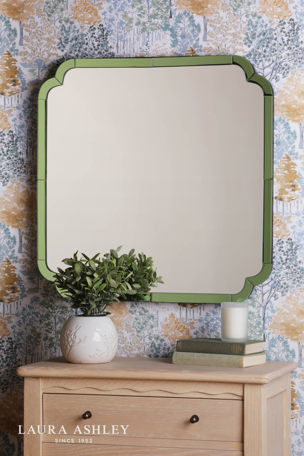 Laura Ashley Martham Mirror Smoked Green 65 X 65cm