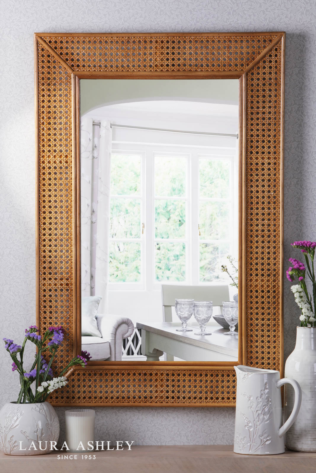 Laura Ashley Bayden Mirror Rattan 91 X 61cm