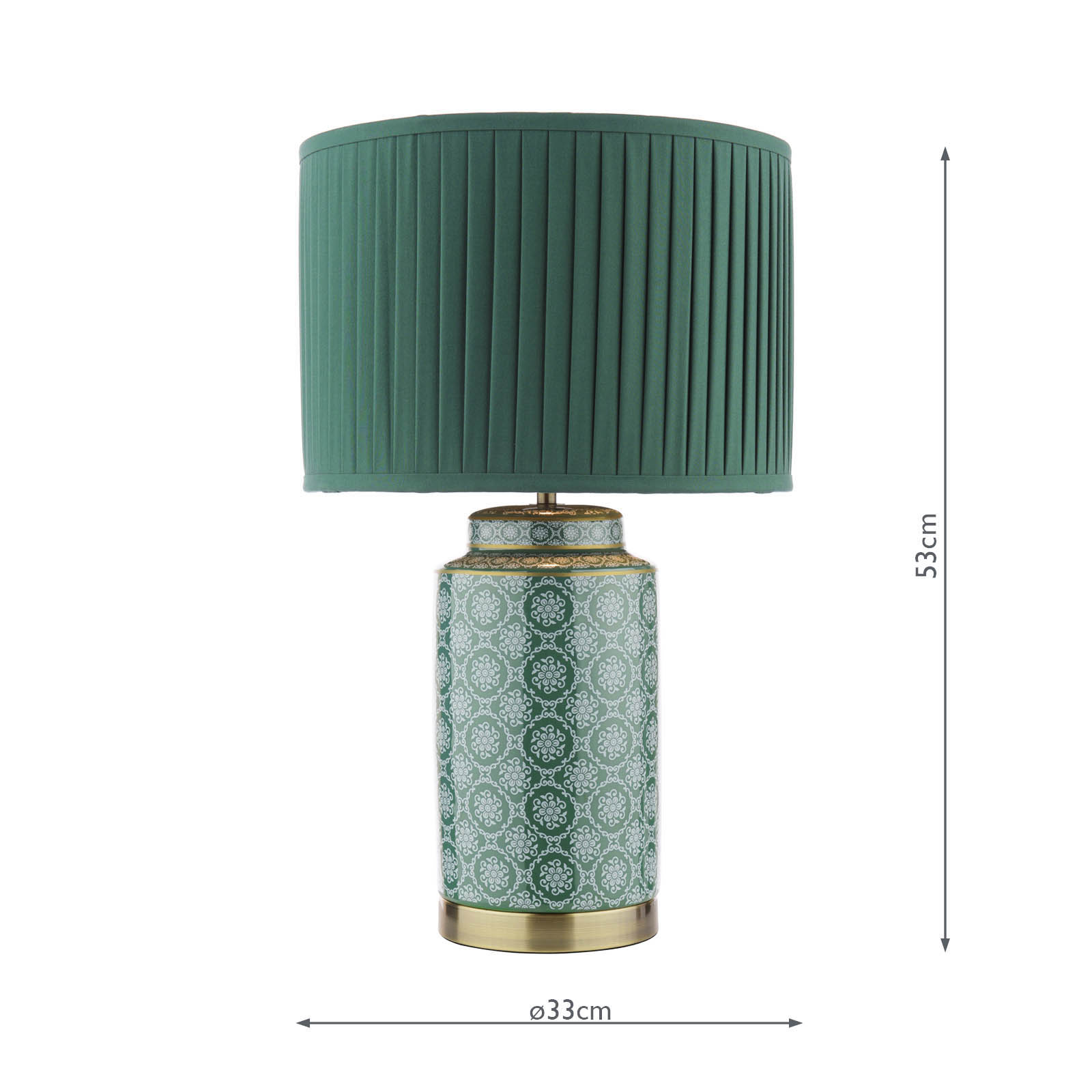 Laura Ashley Knipton Table Lamp Green Ceramic and Antique Brass With Shade