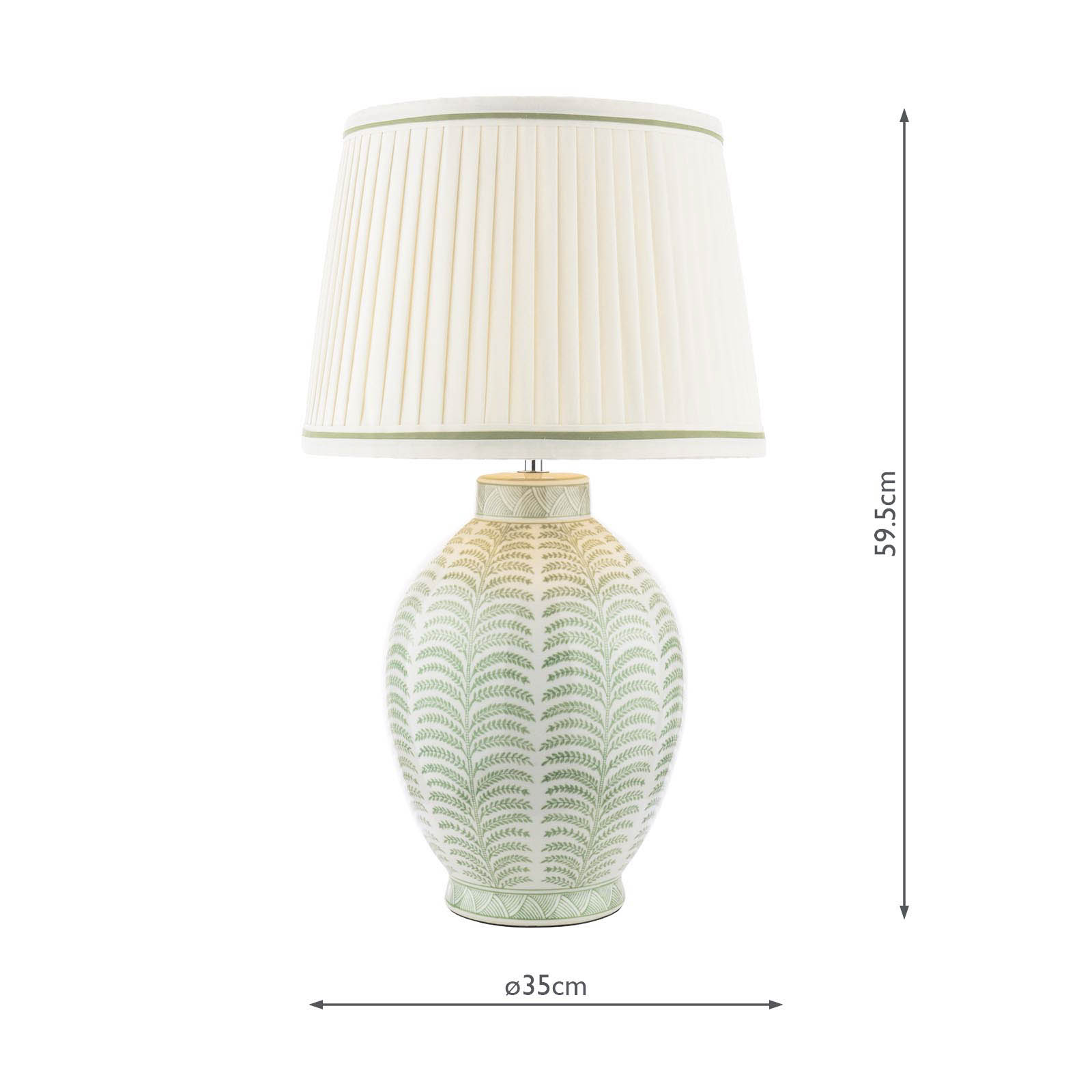 Laura Ashley Stannard Table Lamp Green Ceramic and Polished Chrome With Shade